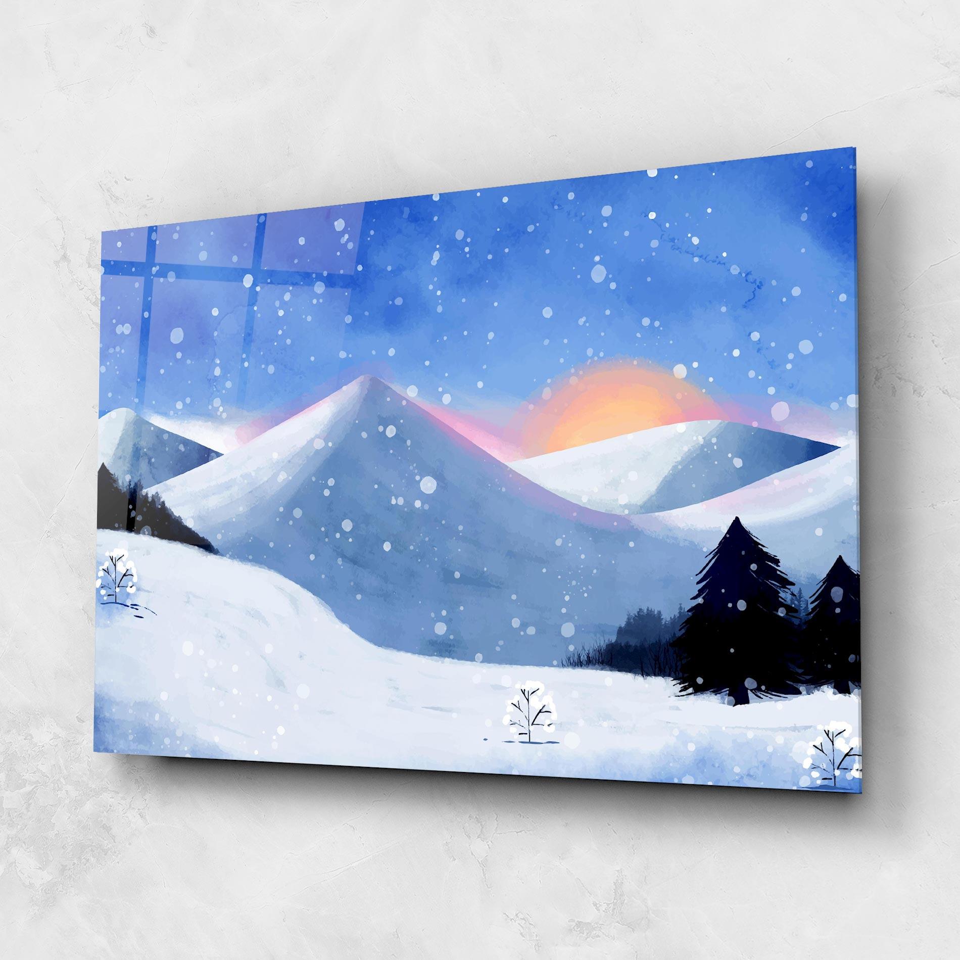Glasbild Mountain Snow Art mockup 1