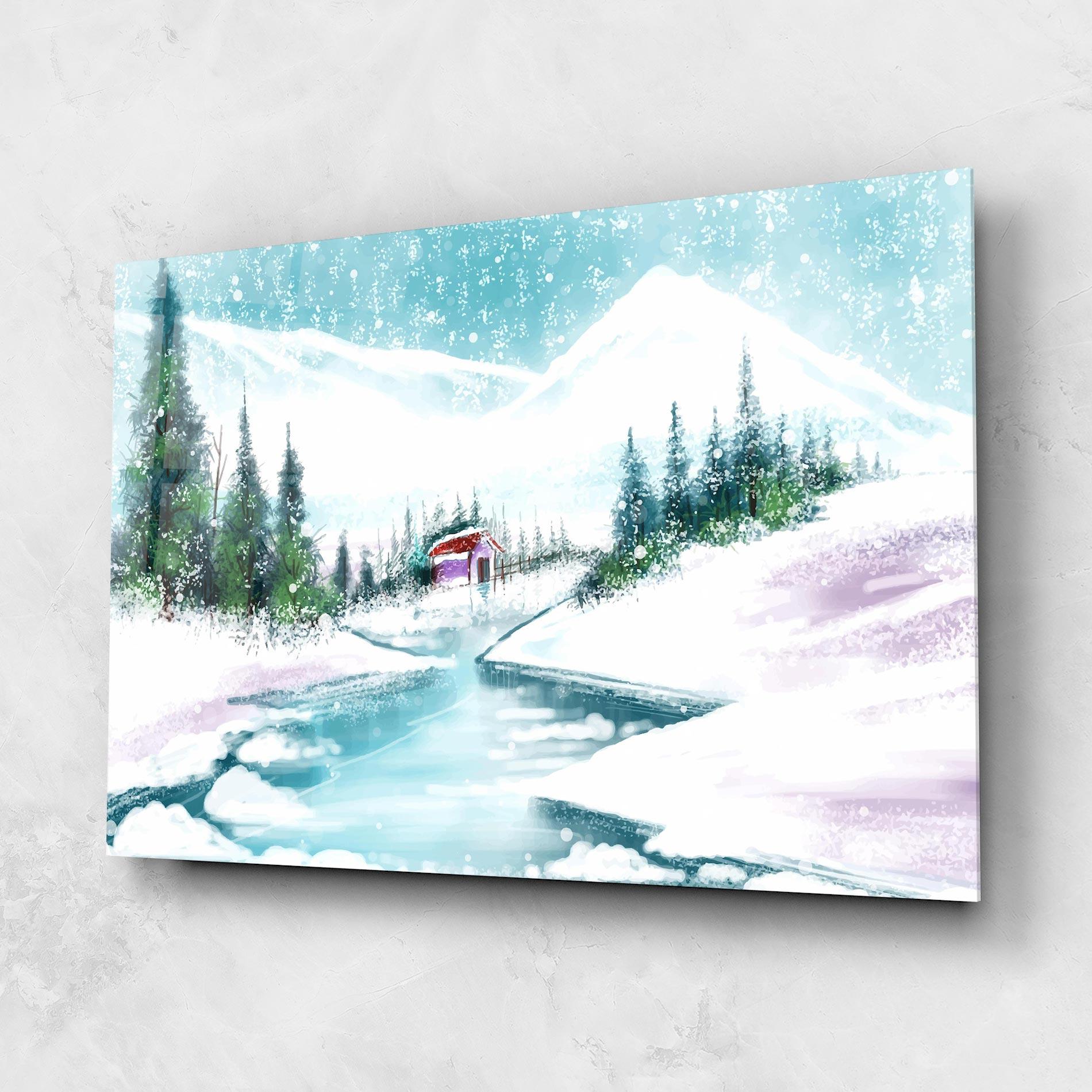 Glasbild Purple House Winter mockup 1