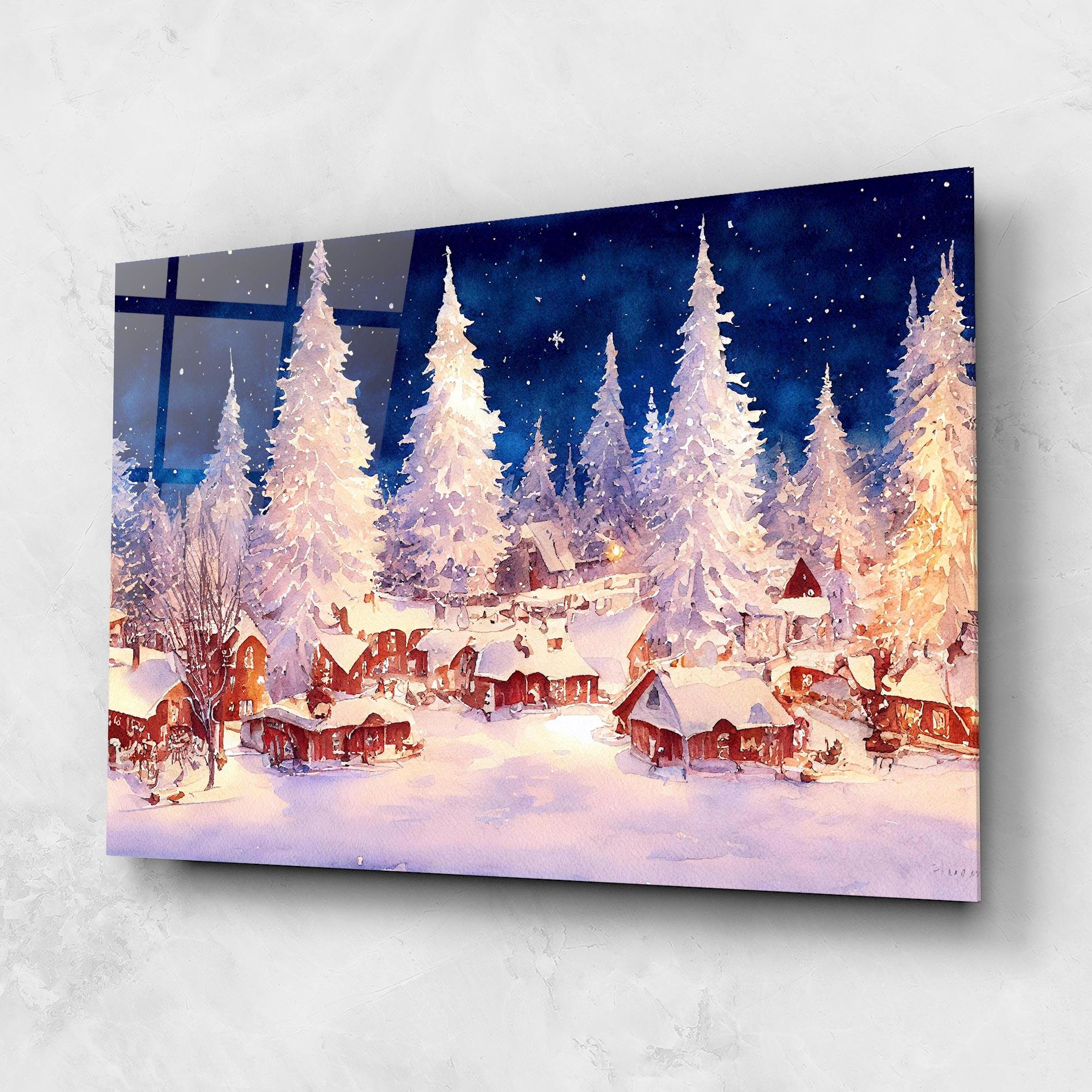 Glasbild Snow Falling Painting mockup 1