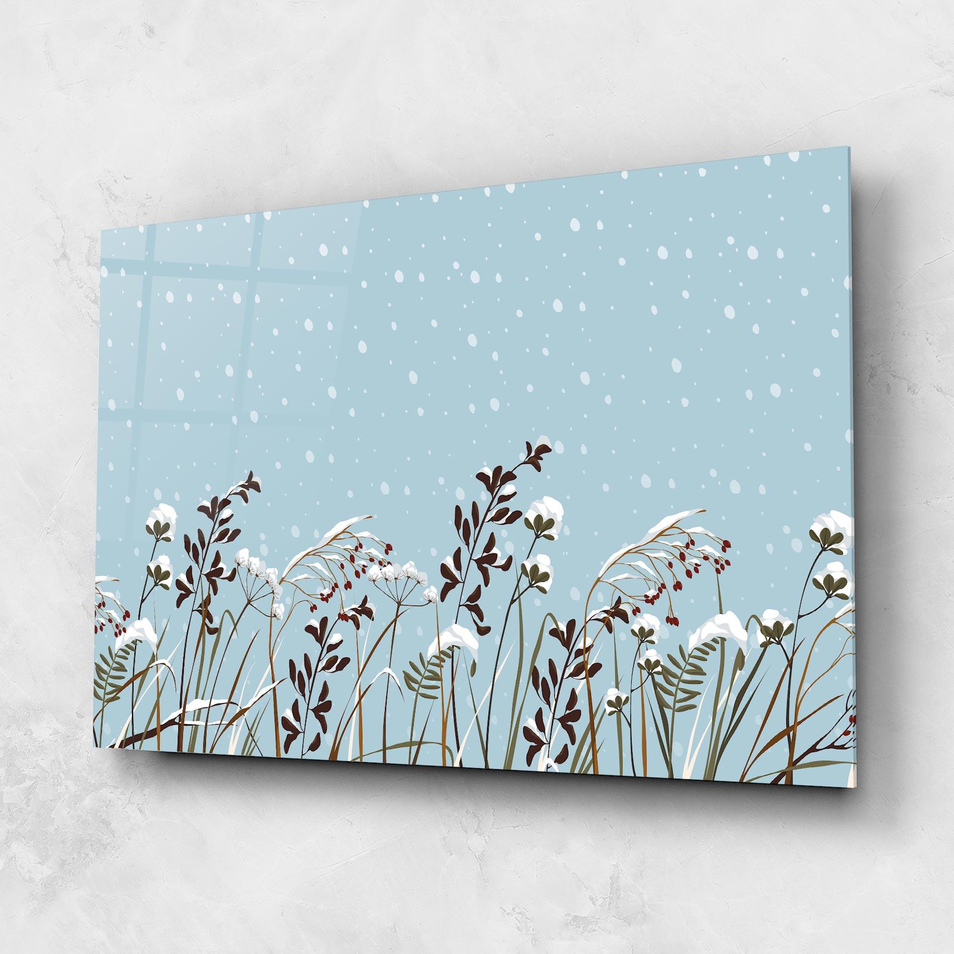 Glasbild Snow Plants mockup 1