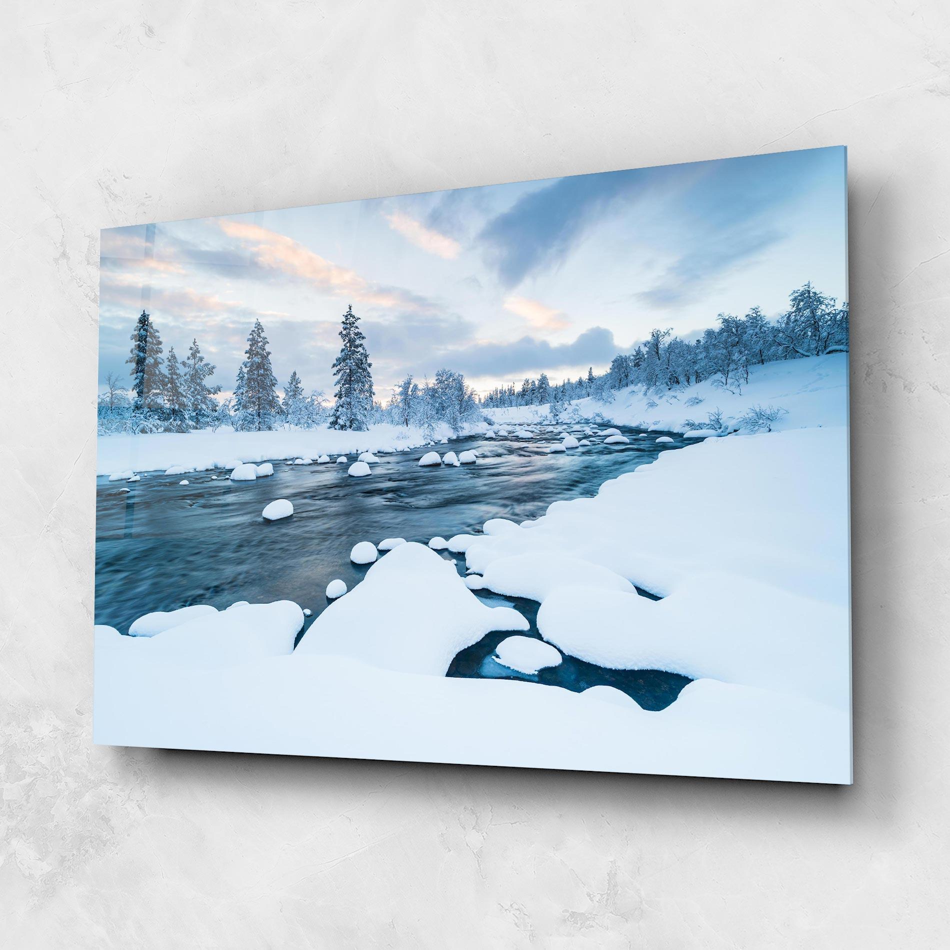 Glasbild Winter River mockup 1