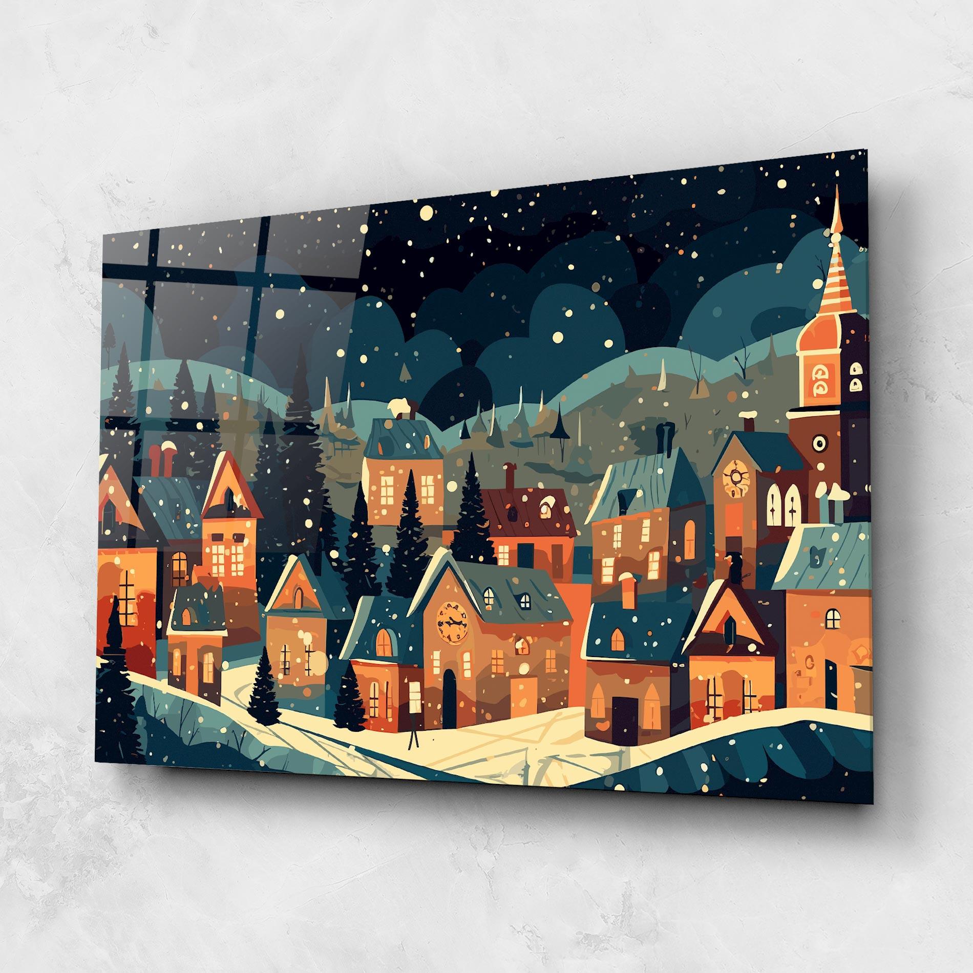 Glasbild Winter View Houses mockup 1