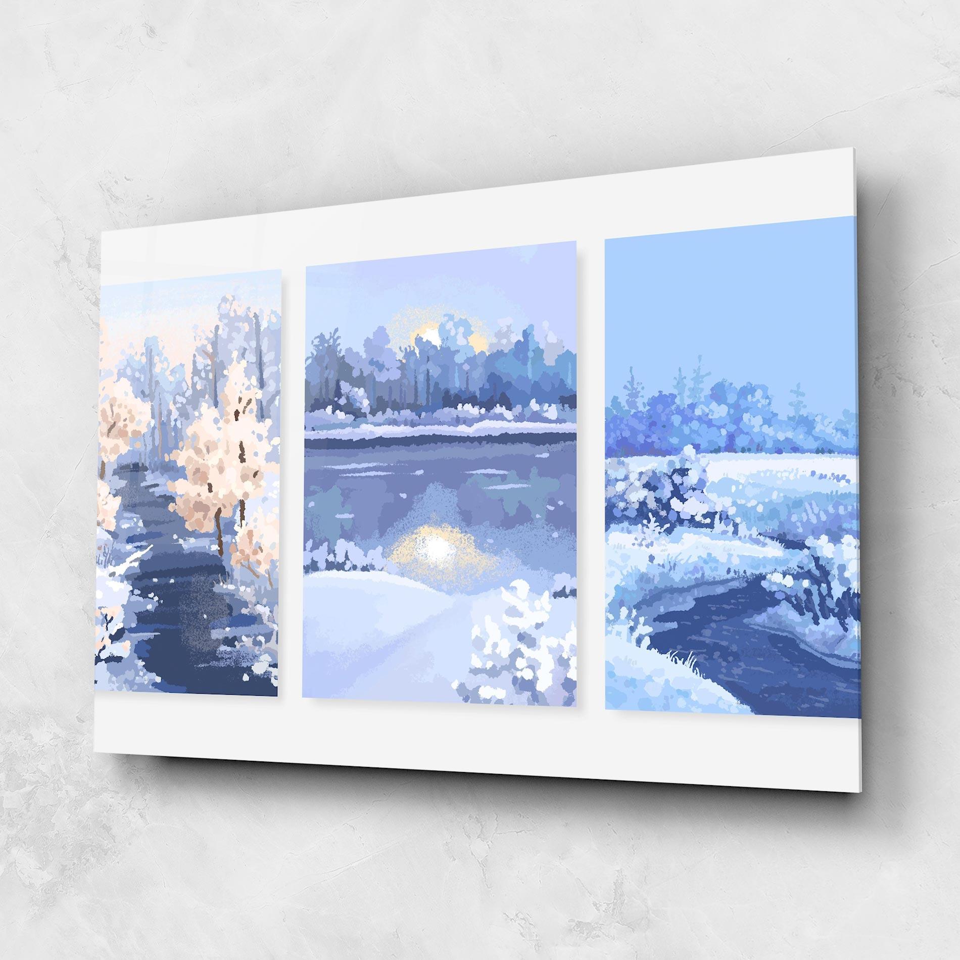 Glasbild Winter_landscape_with_forest_and_field_vector_illustration14 mockup 1