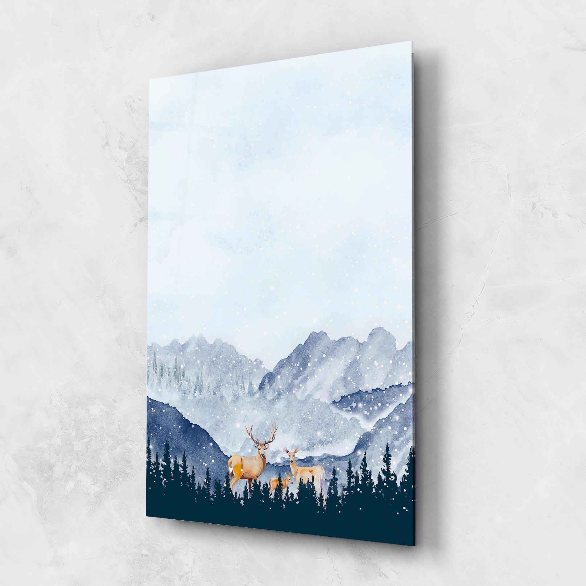 Glasbild Winter Deers mockup 1