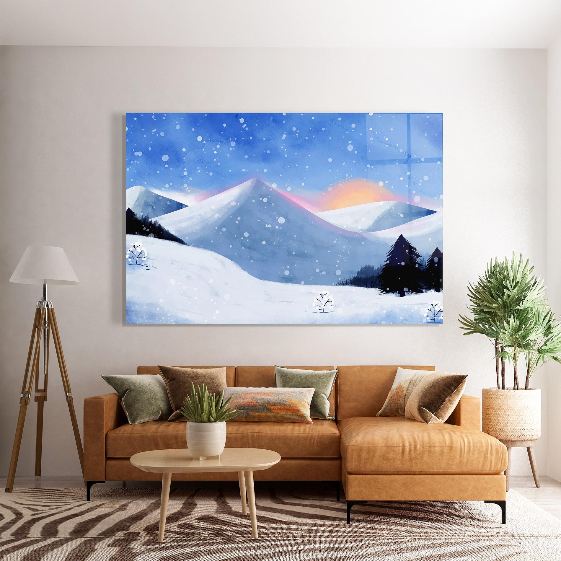 Glasbild Mountain Snow Art mockup 7