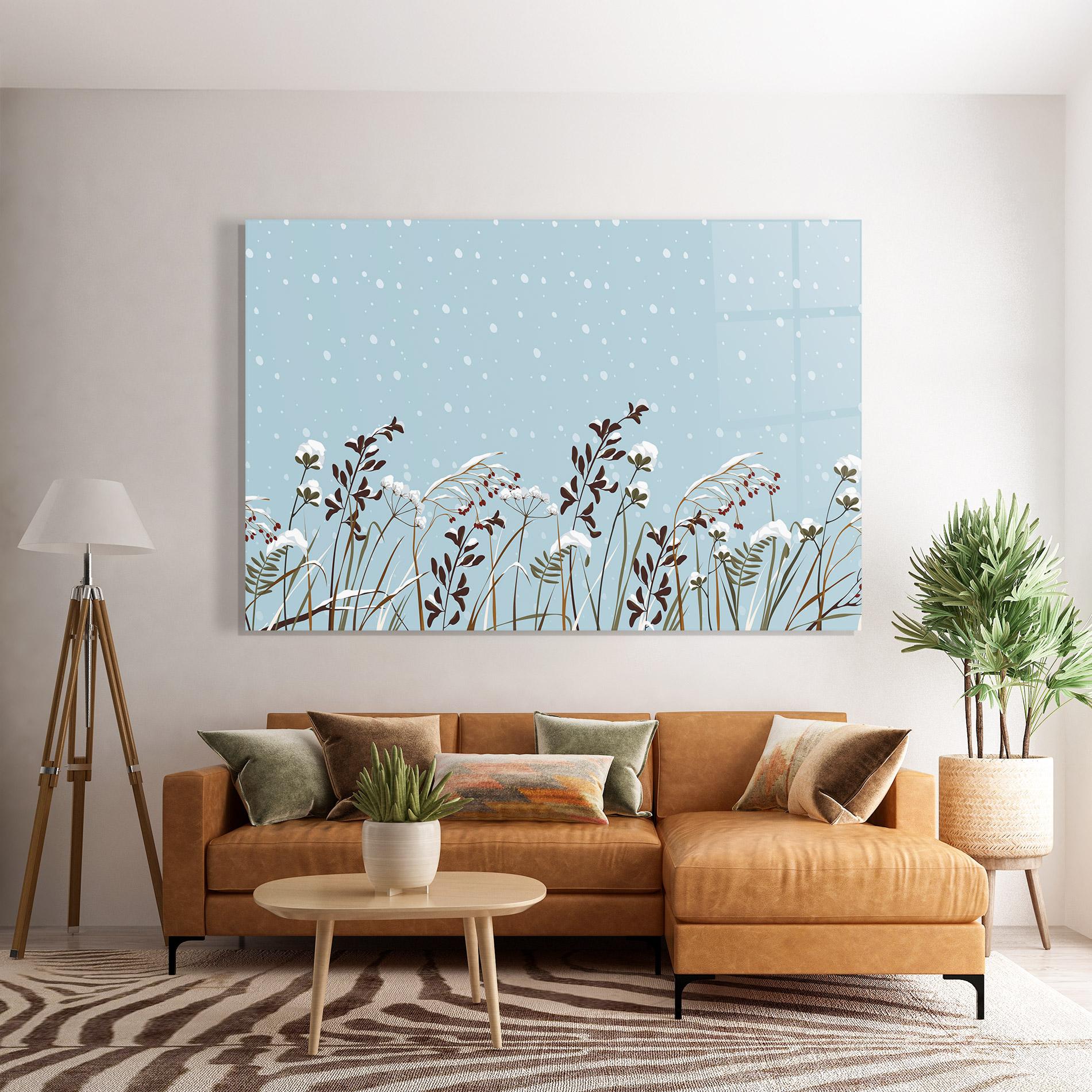 Glasbild Snow Plants mockup 7