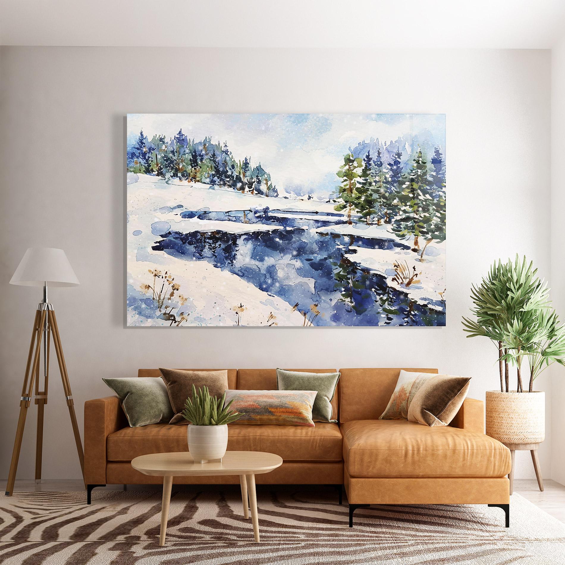 Glasbild Winter Painting mockup 7