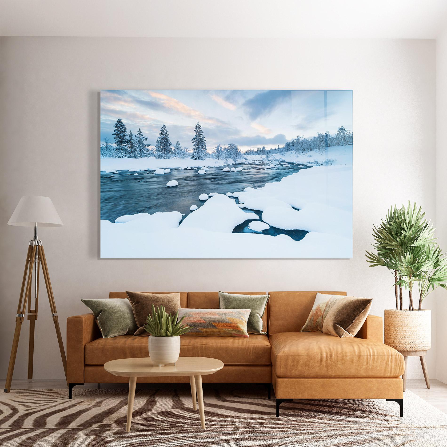 Glasbild Winter River mockup 7