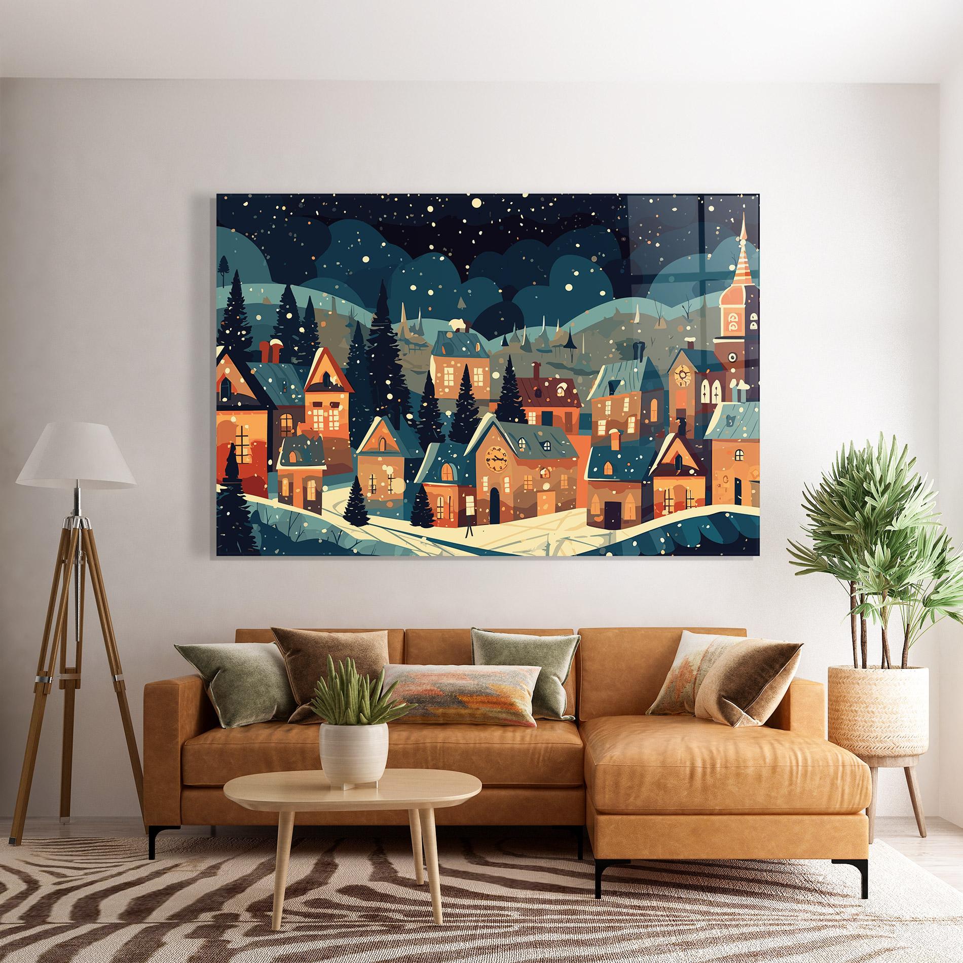 Glasbild Winter View Houses mockup 7