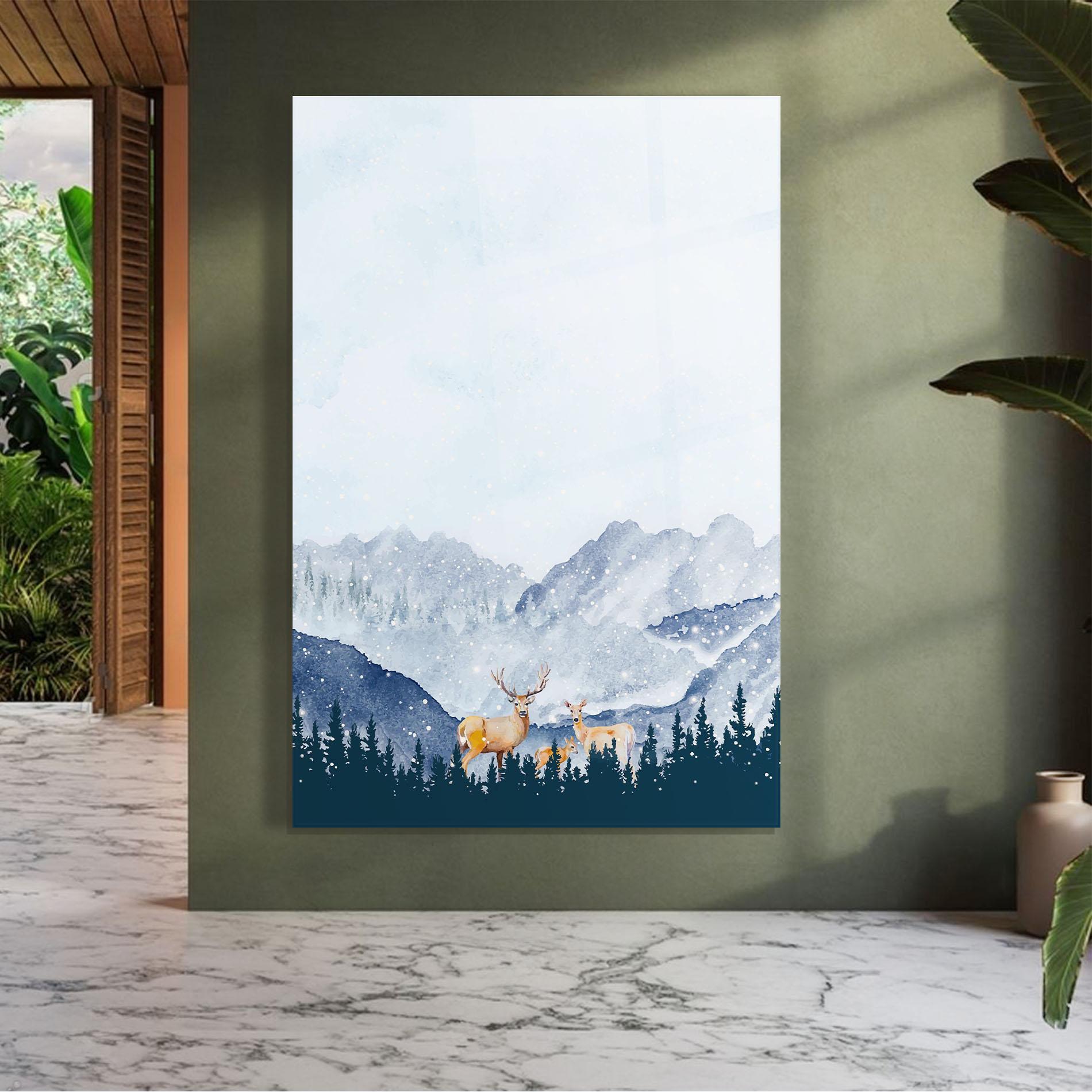 Glasbild Winter Deers mockup 7