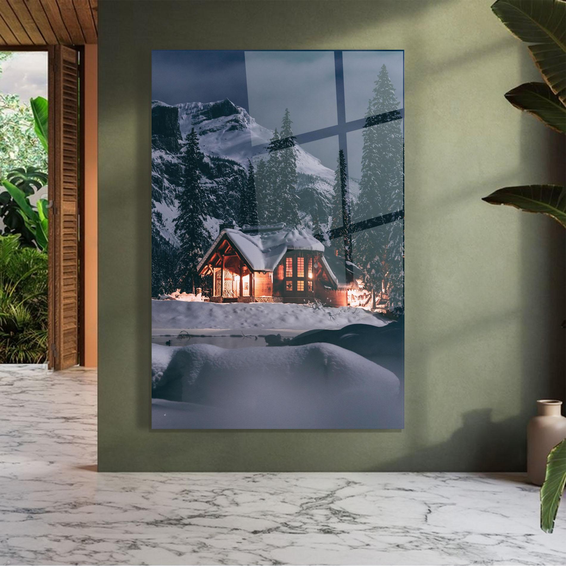 Glasbild Winter House mockup 7
