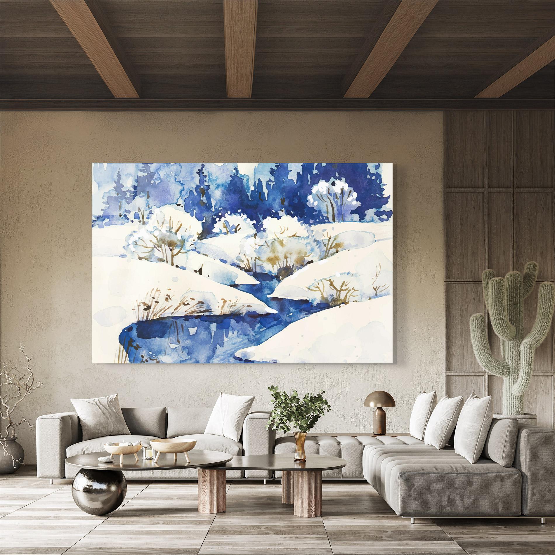 Glasbild Blue Trees Winter mockup 8