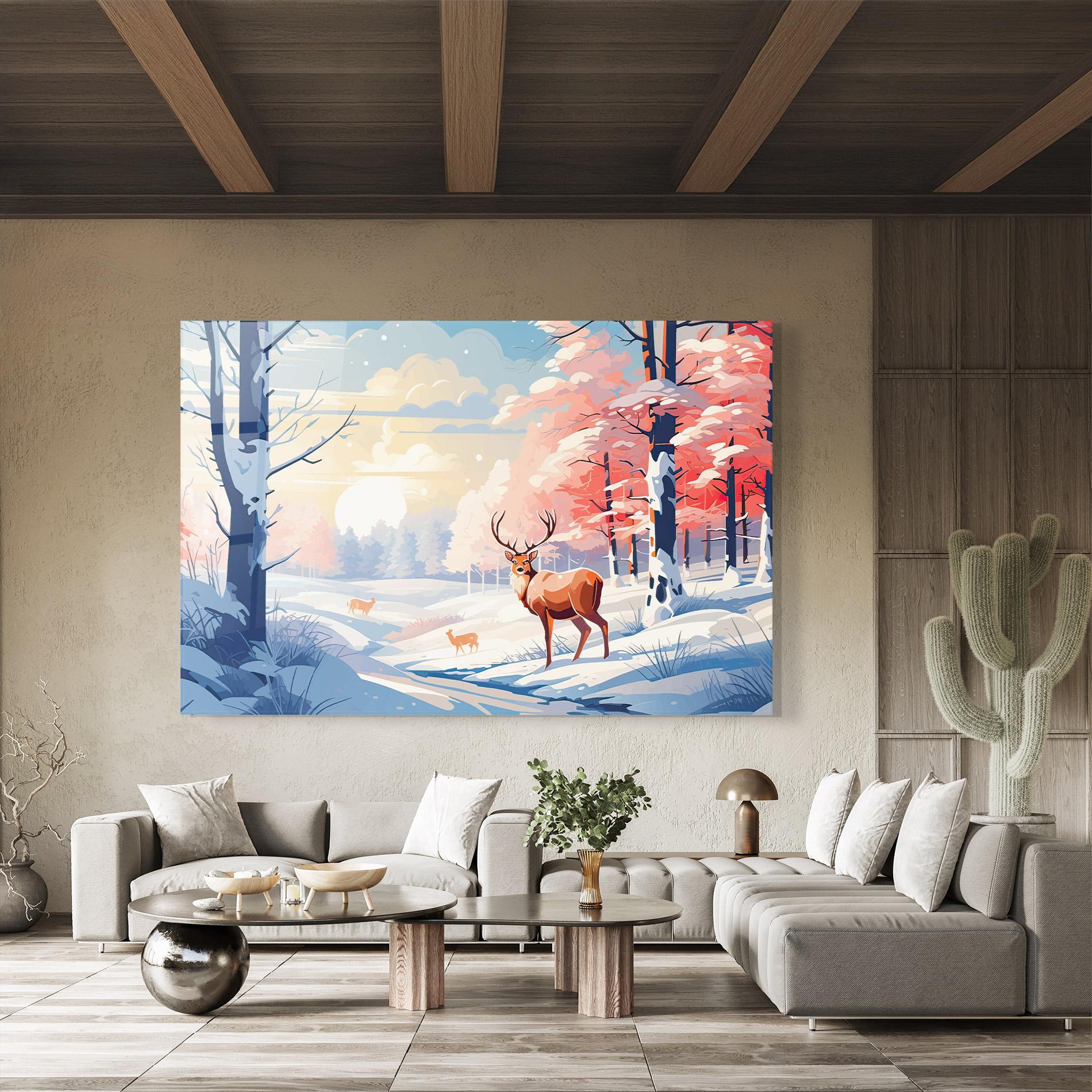 Glasbild Winter Deer Art mockup 8