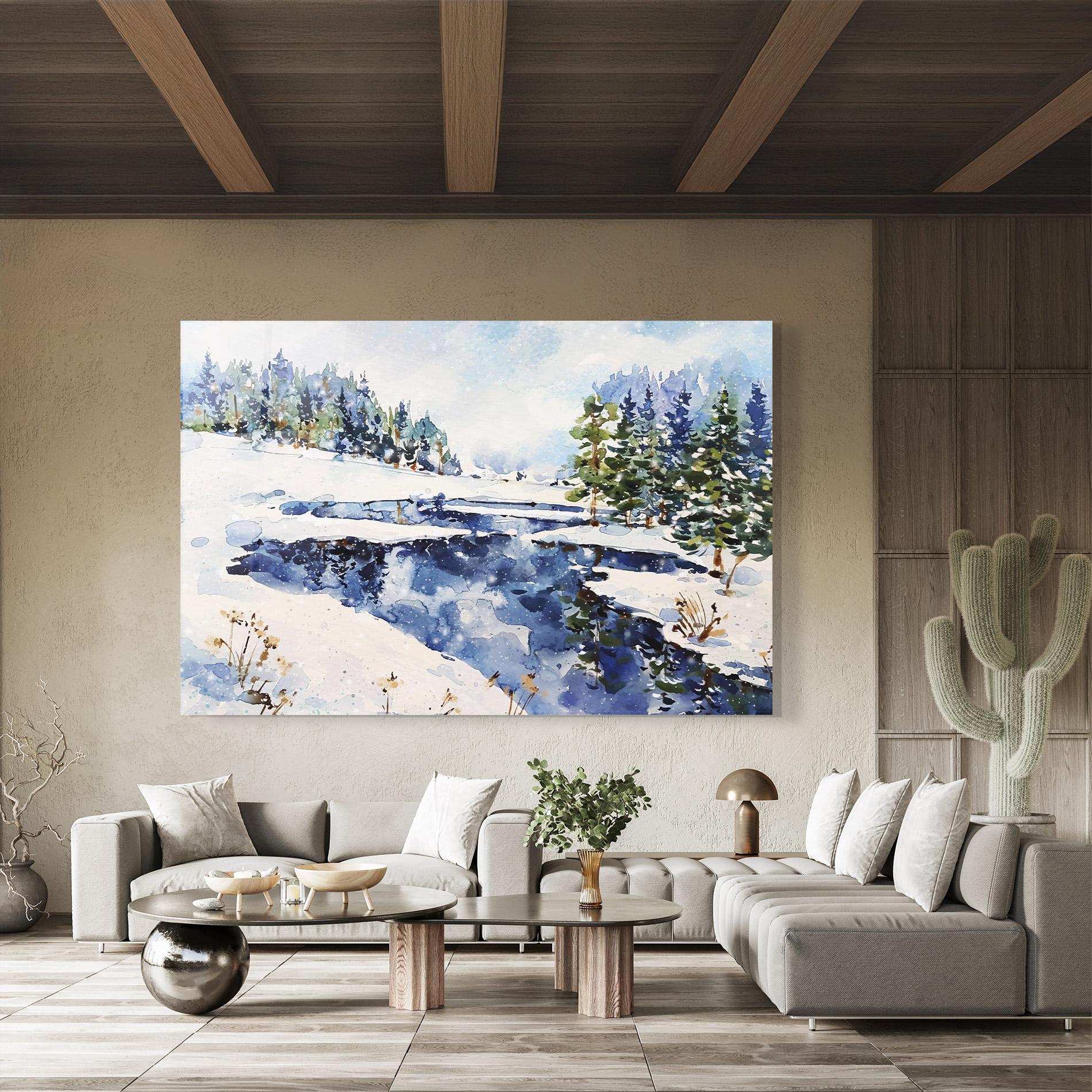 Glasbild Winter Painting mockup 8