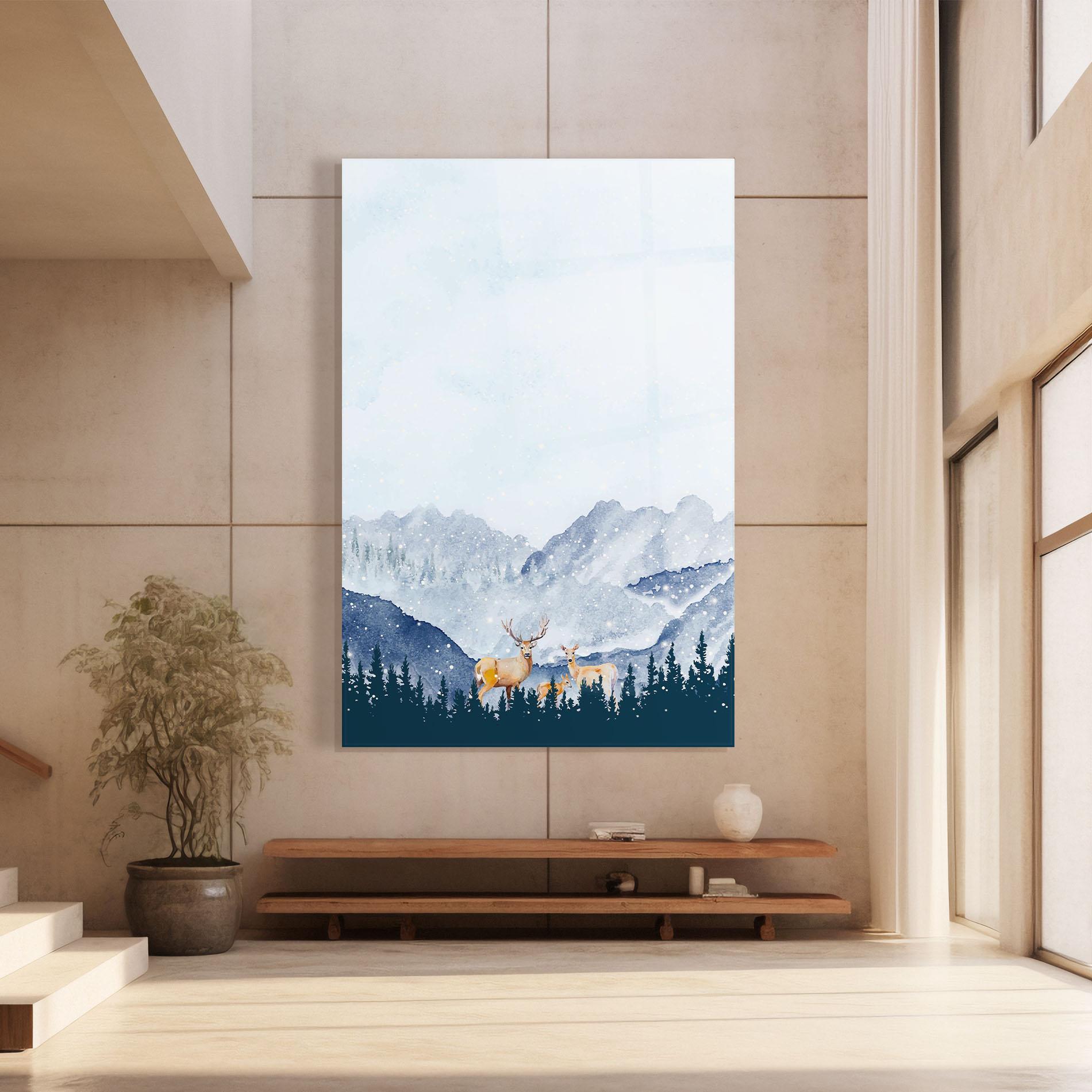 Glasbild Winter Deers mockup 8