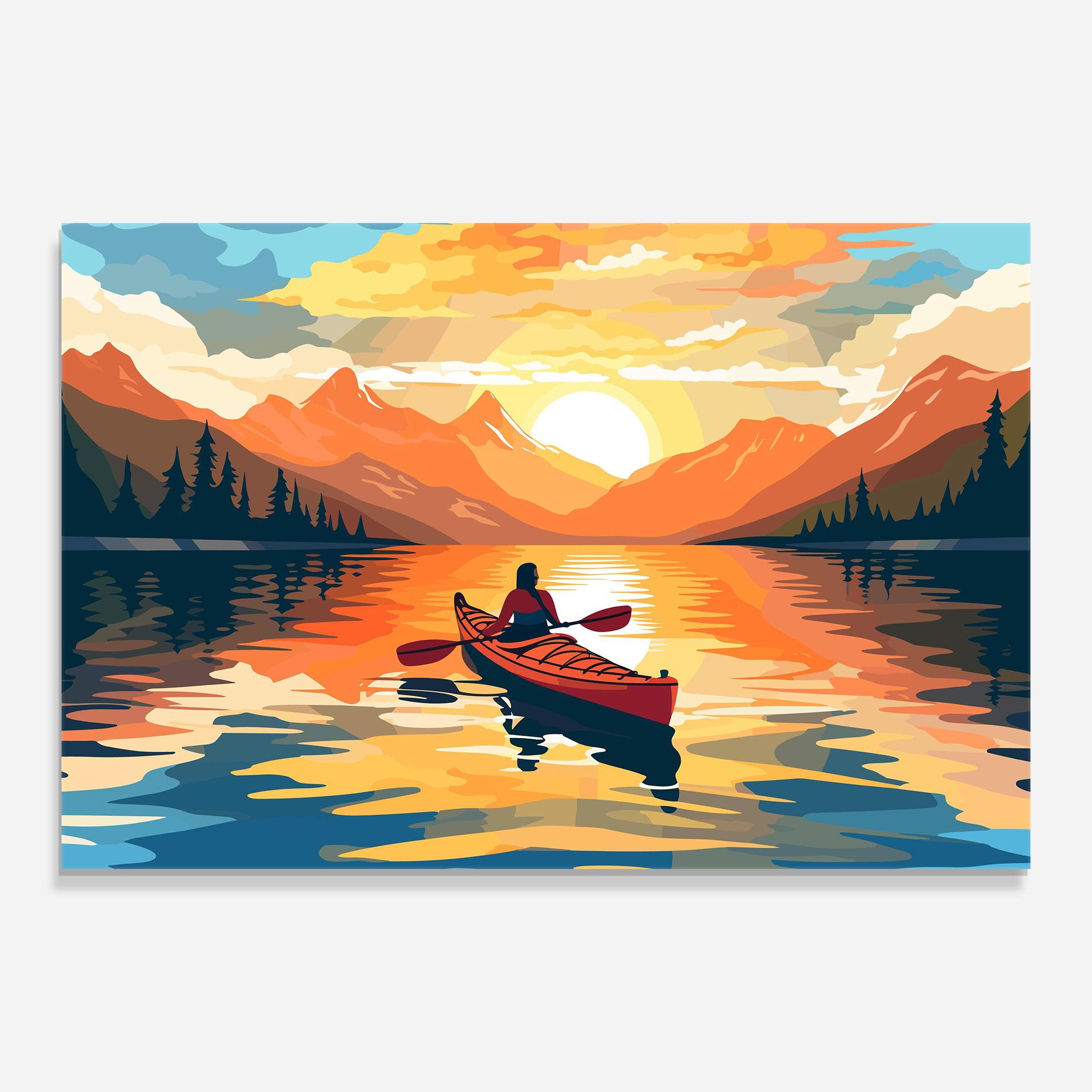 Glasbild Boat Sunset Woman mockup 0