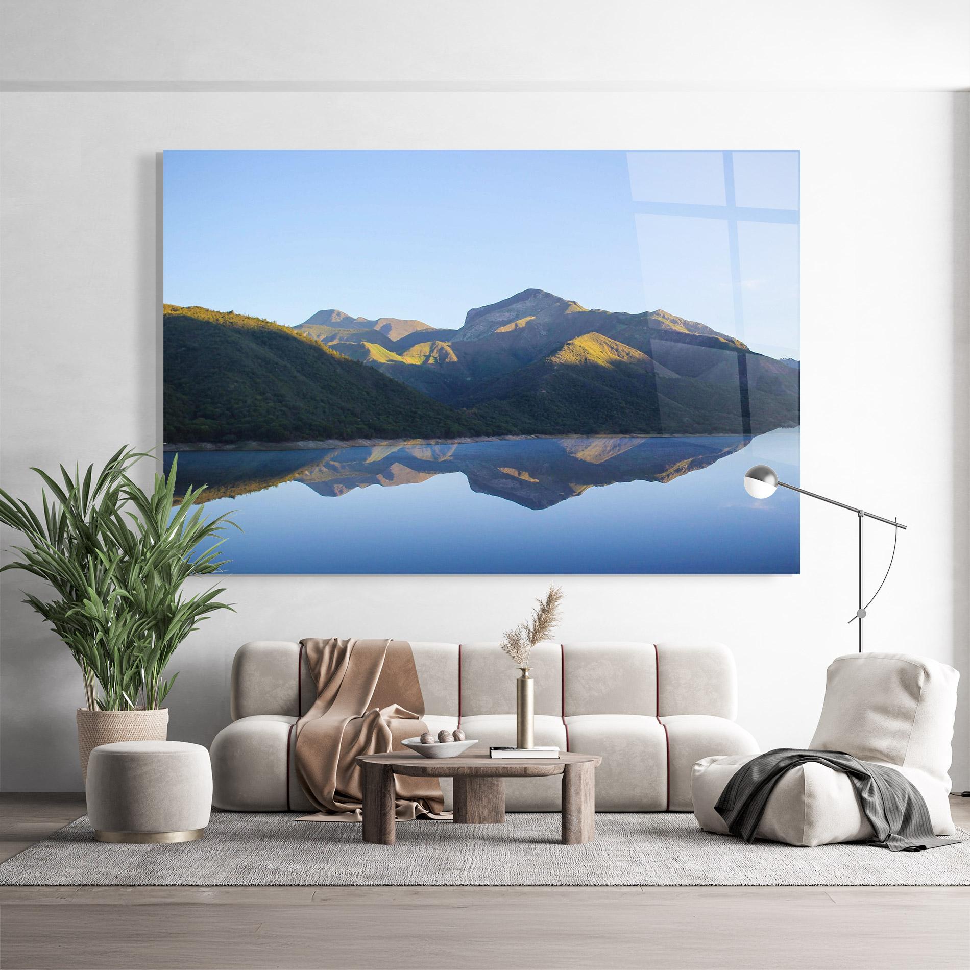 Glasbild Blue Nice Lake mockup 9