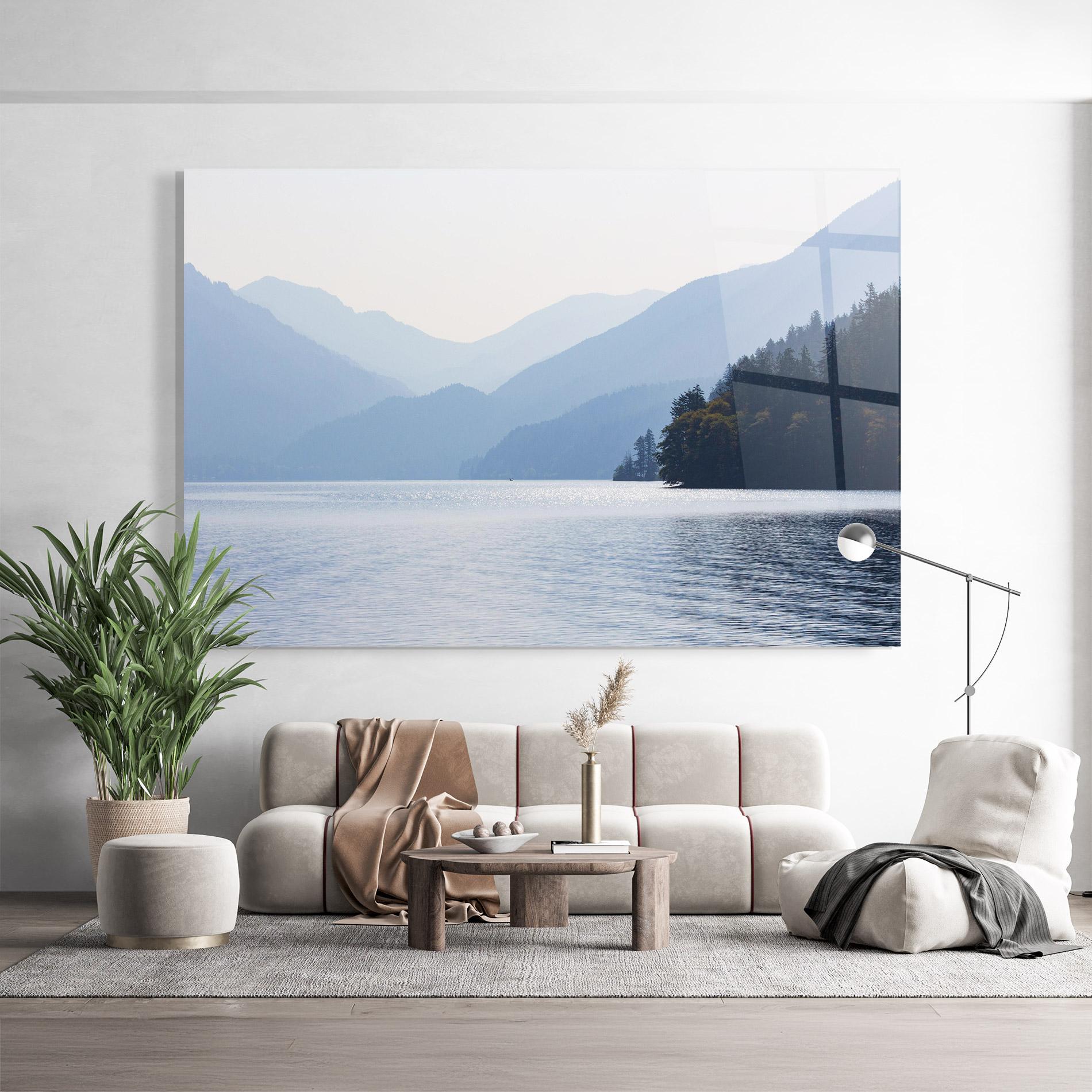 Glasbild Grey Lake View mockup 9