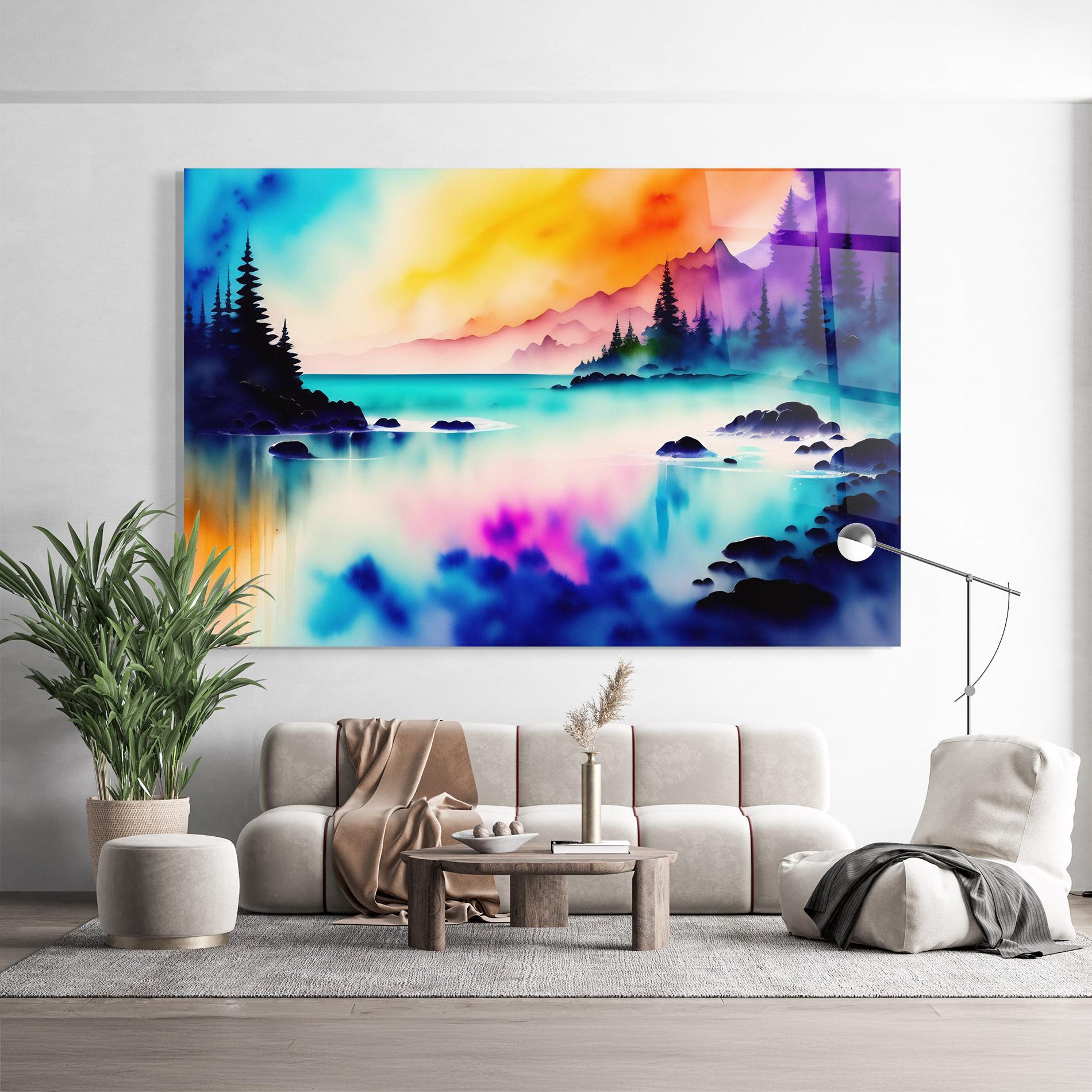 Glasbild Lake Painting mockup 9