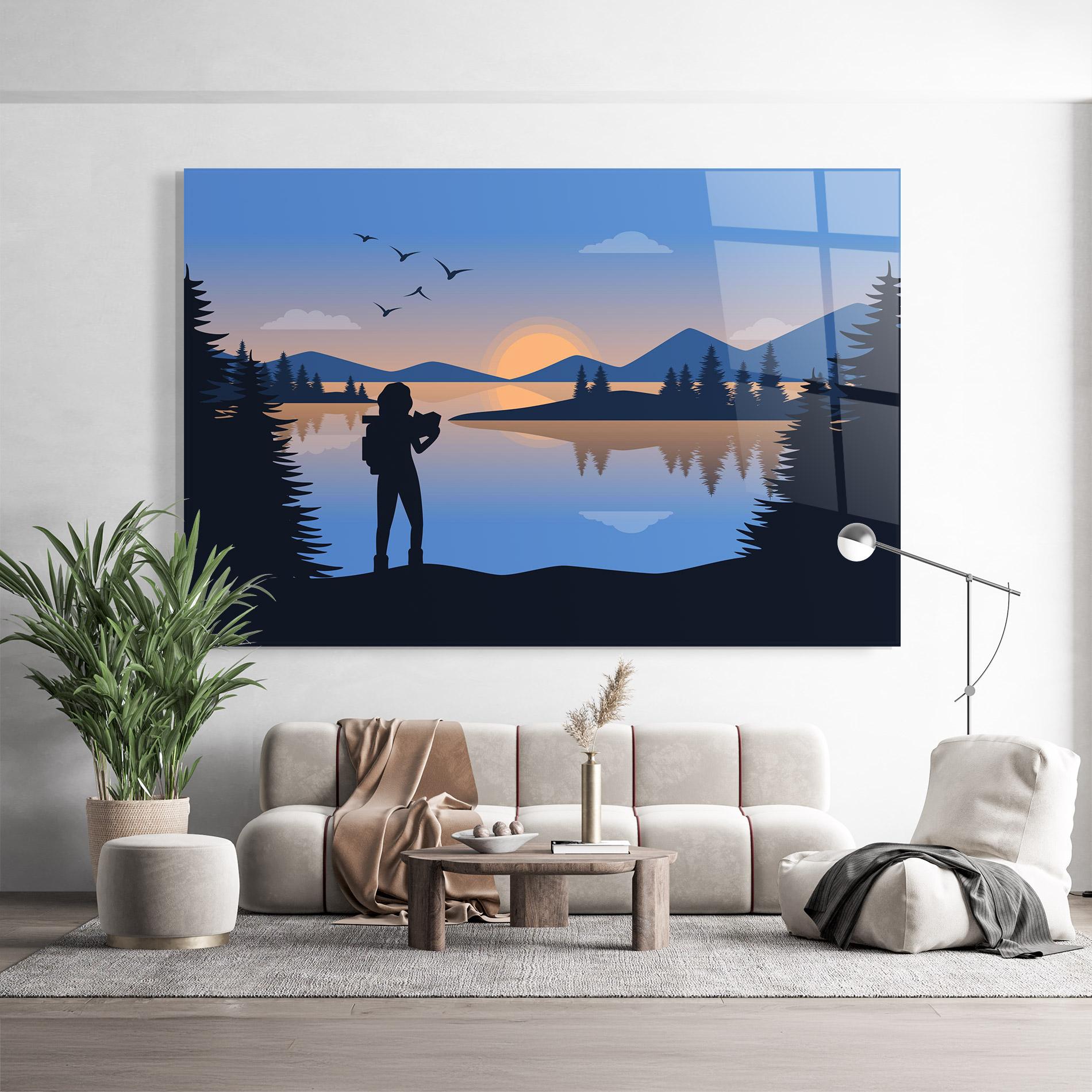 Glasbild Lake Woman View mockup 9