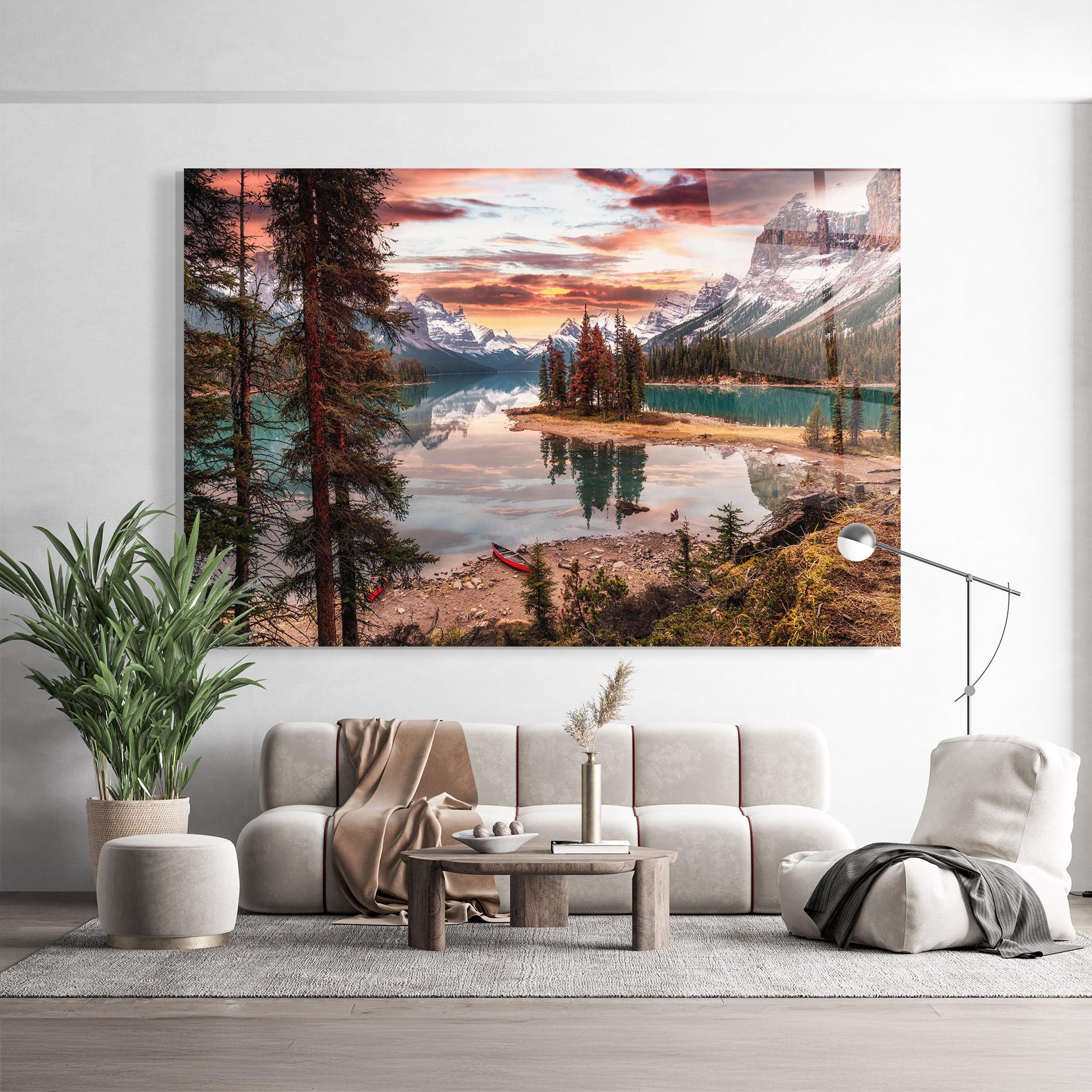 Glasbild Sunset Lake View mockup 9