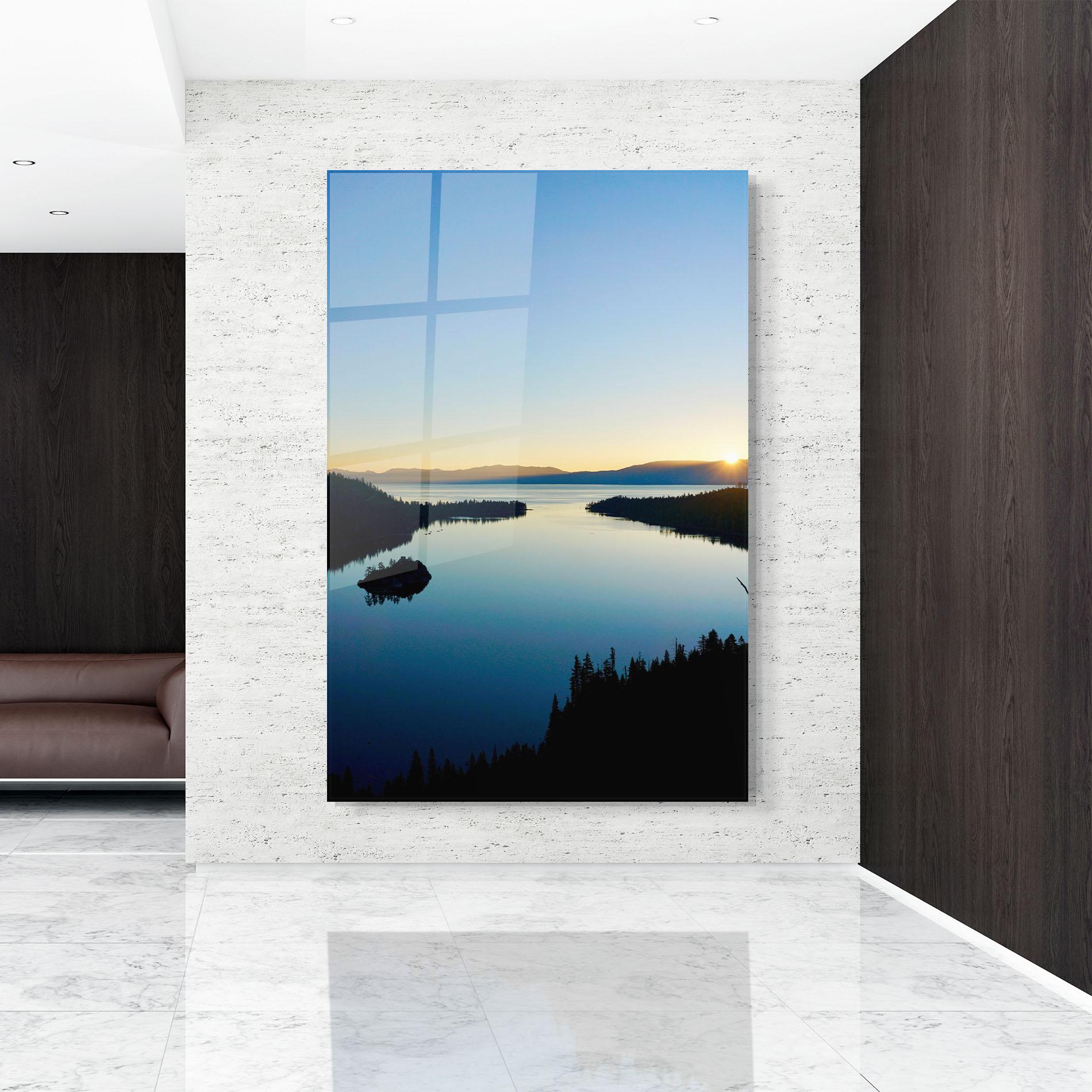 Glasbild Blue Sky Lake mockup 9