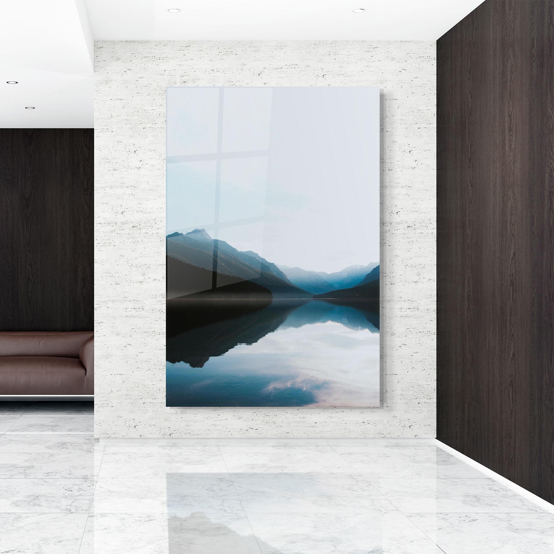 Glasbild Foggy Blue Light mockup 9