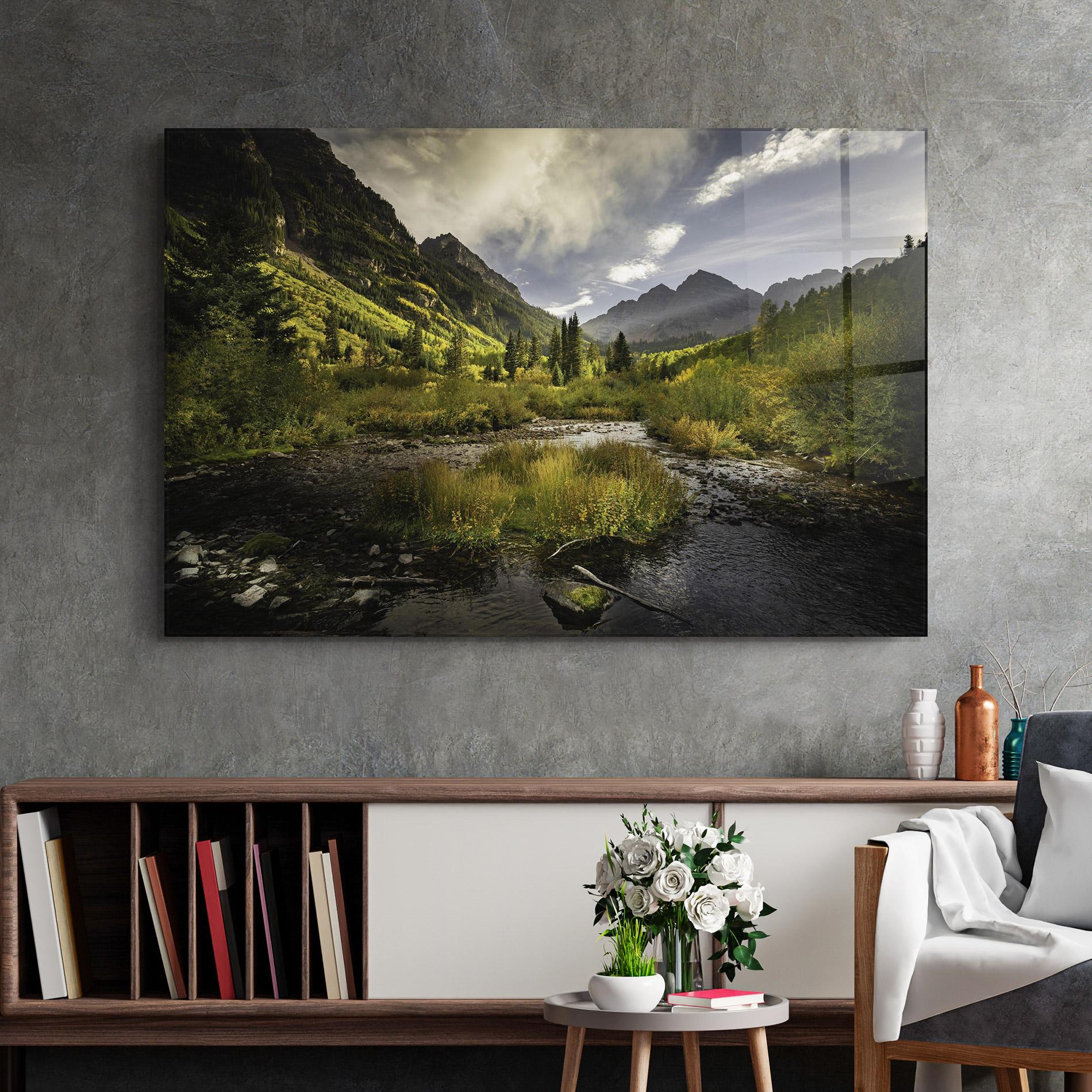 Glasbild Cloudy Lake mockup 2