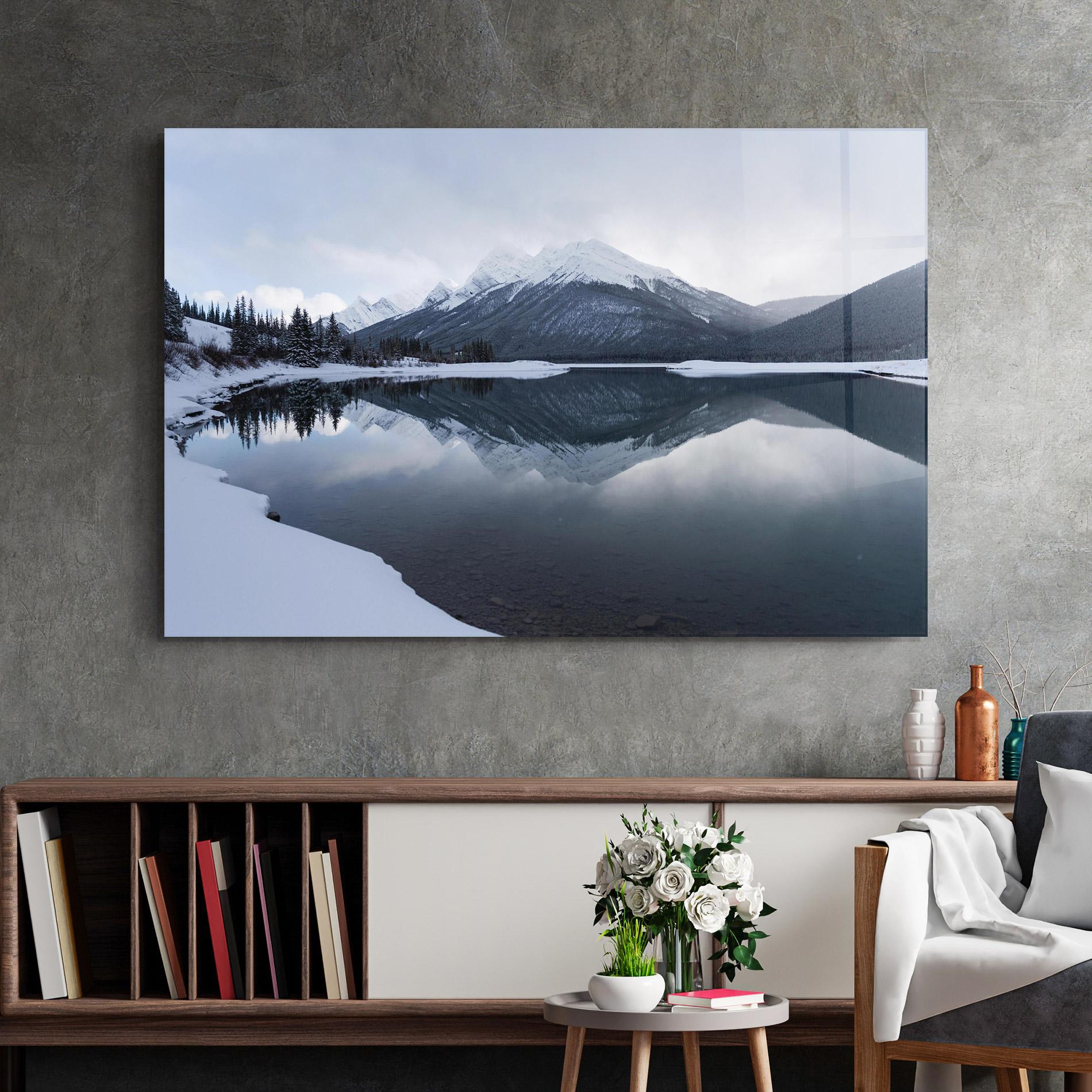 Glasbild Grey Lake mockup 2