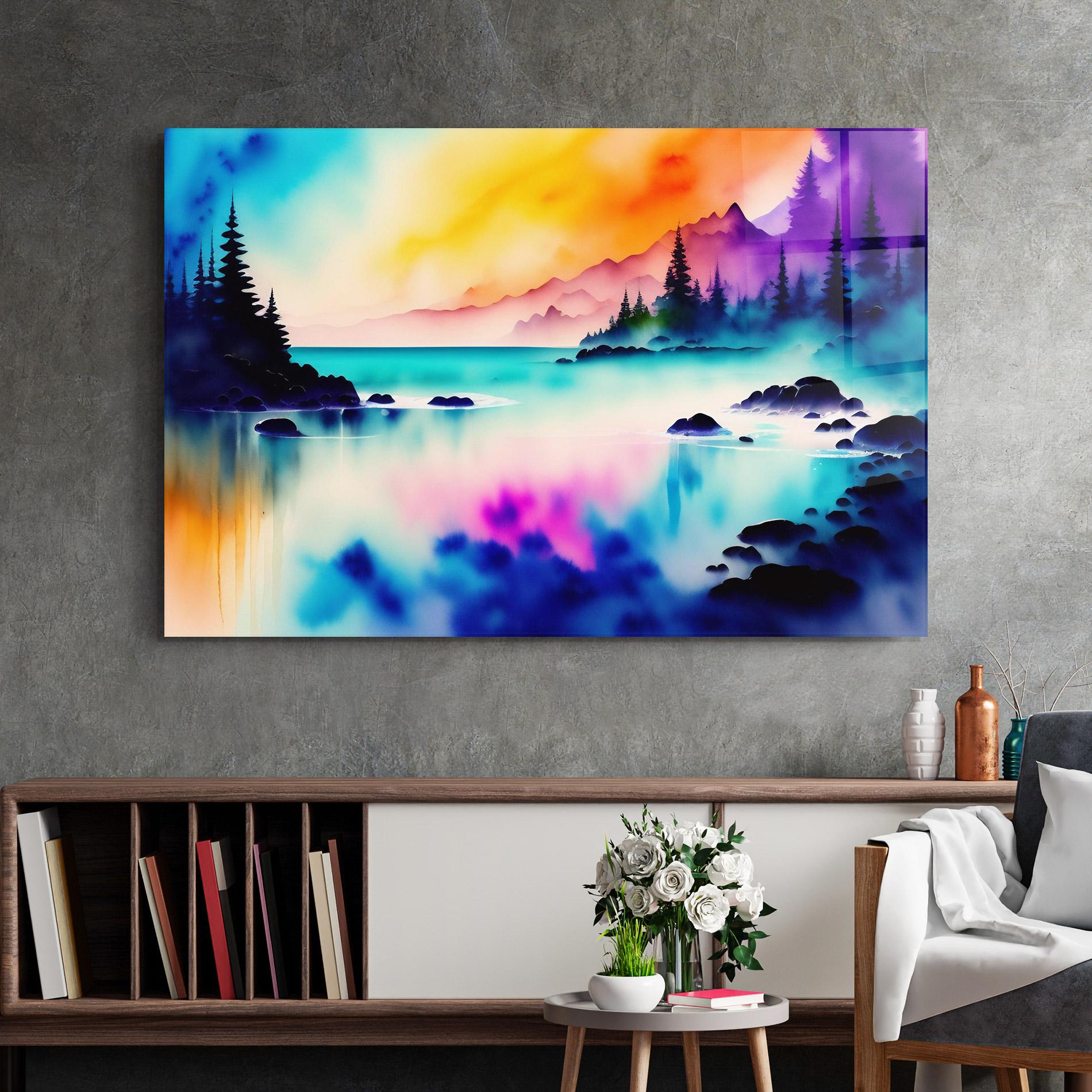 Glasbild Lake Painting mockup 2