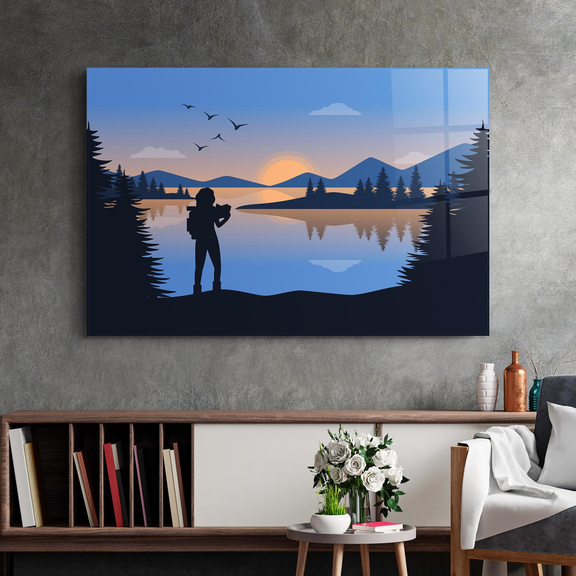 Glasbild Lake Woman View mockup 2