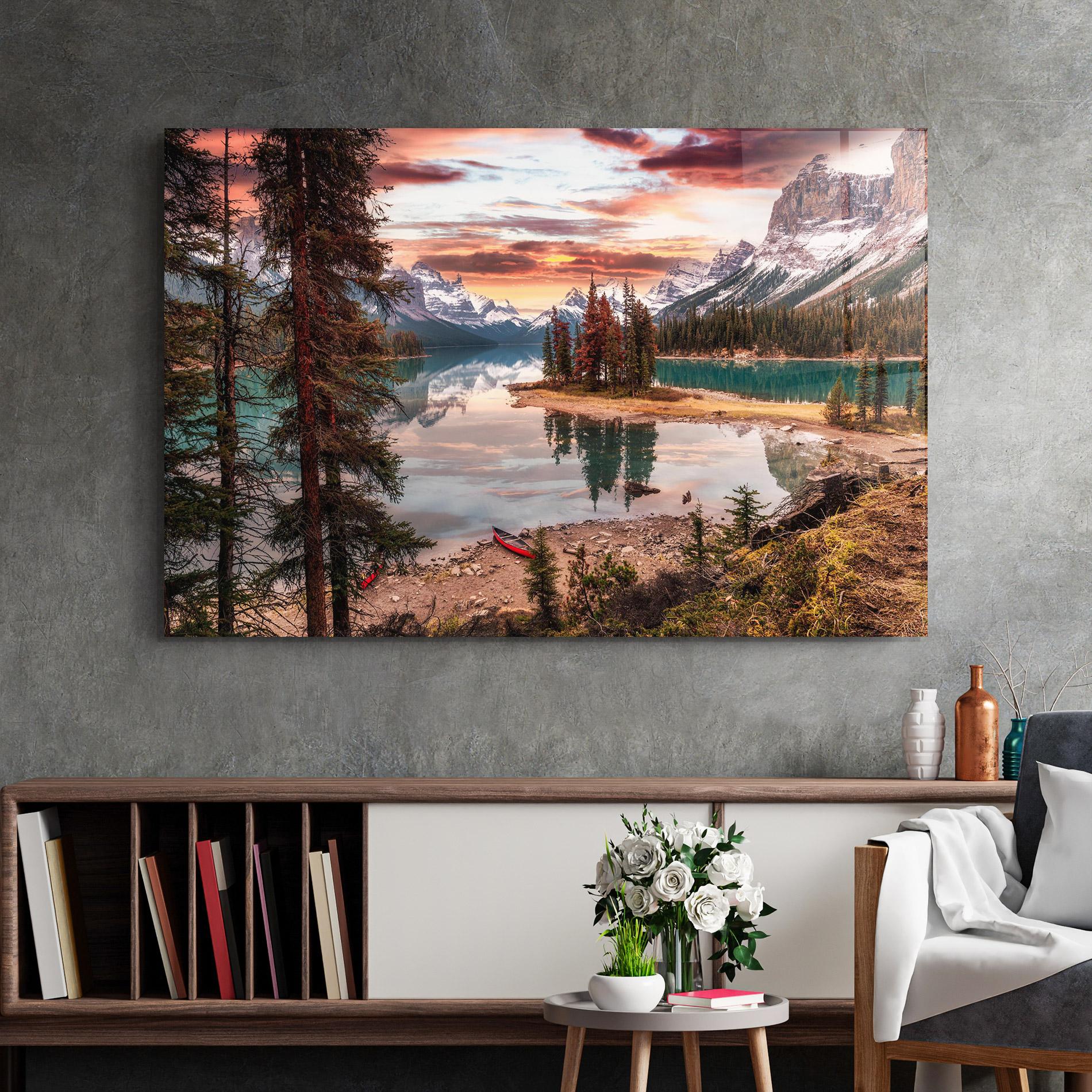 Glasbild Sunset Lake View mockup 2
