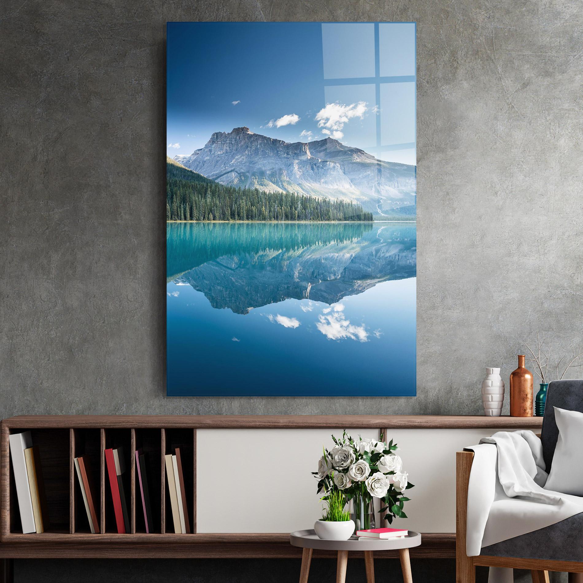 Glasbild Blue Mountain Lake mockup 2