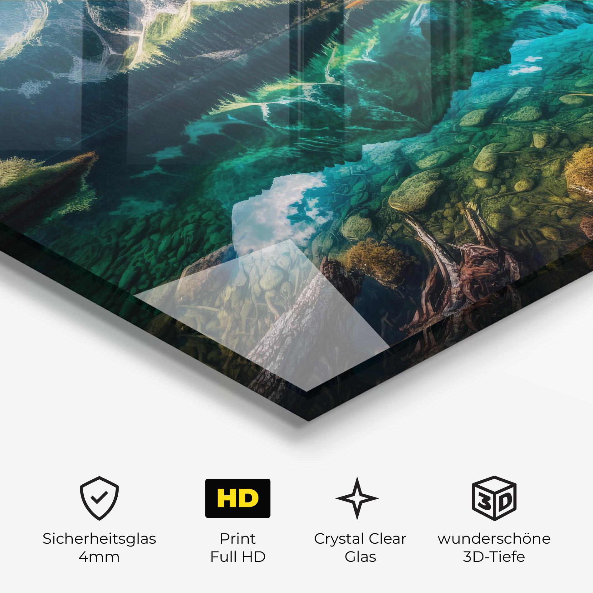 Glasbild Beautiful Lake Mountain mockup 3