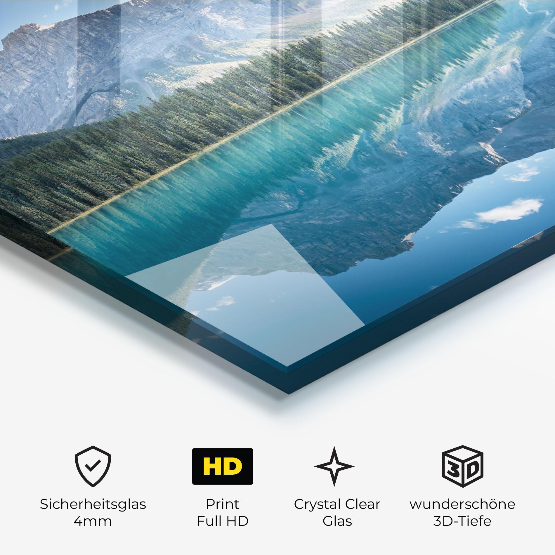 Glasbild Blue Mountain Lake mockup 3