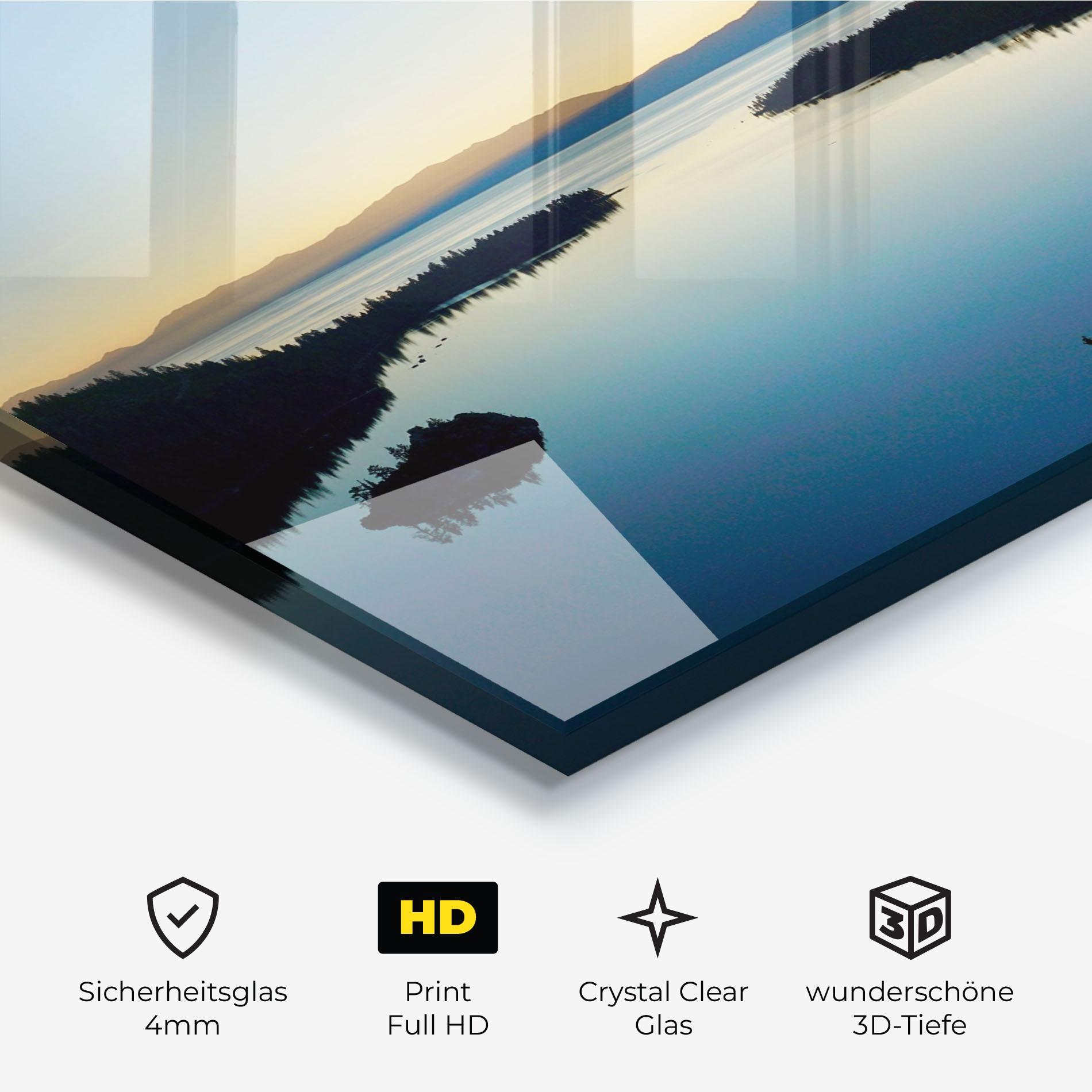 Glasbild Blue Sky Lake mockup 3