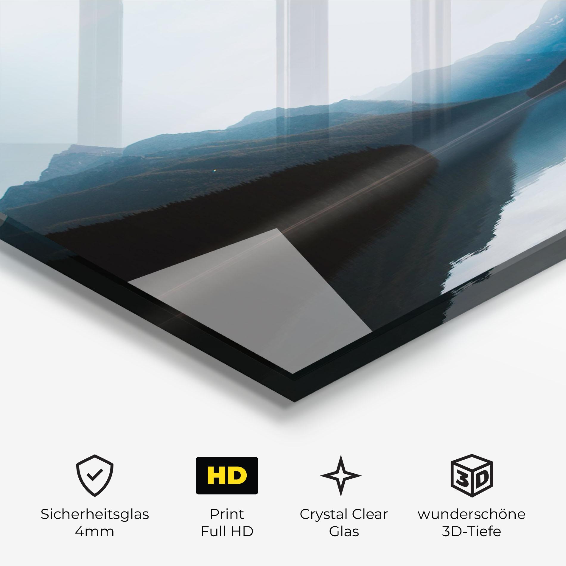 Glasbild Foggy Blue Light mockup 3