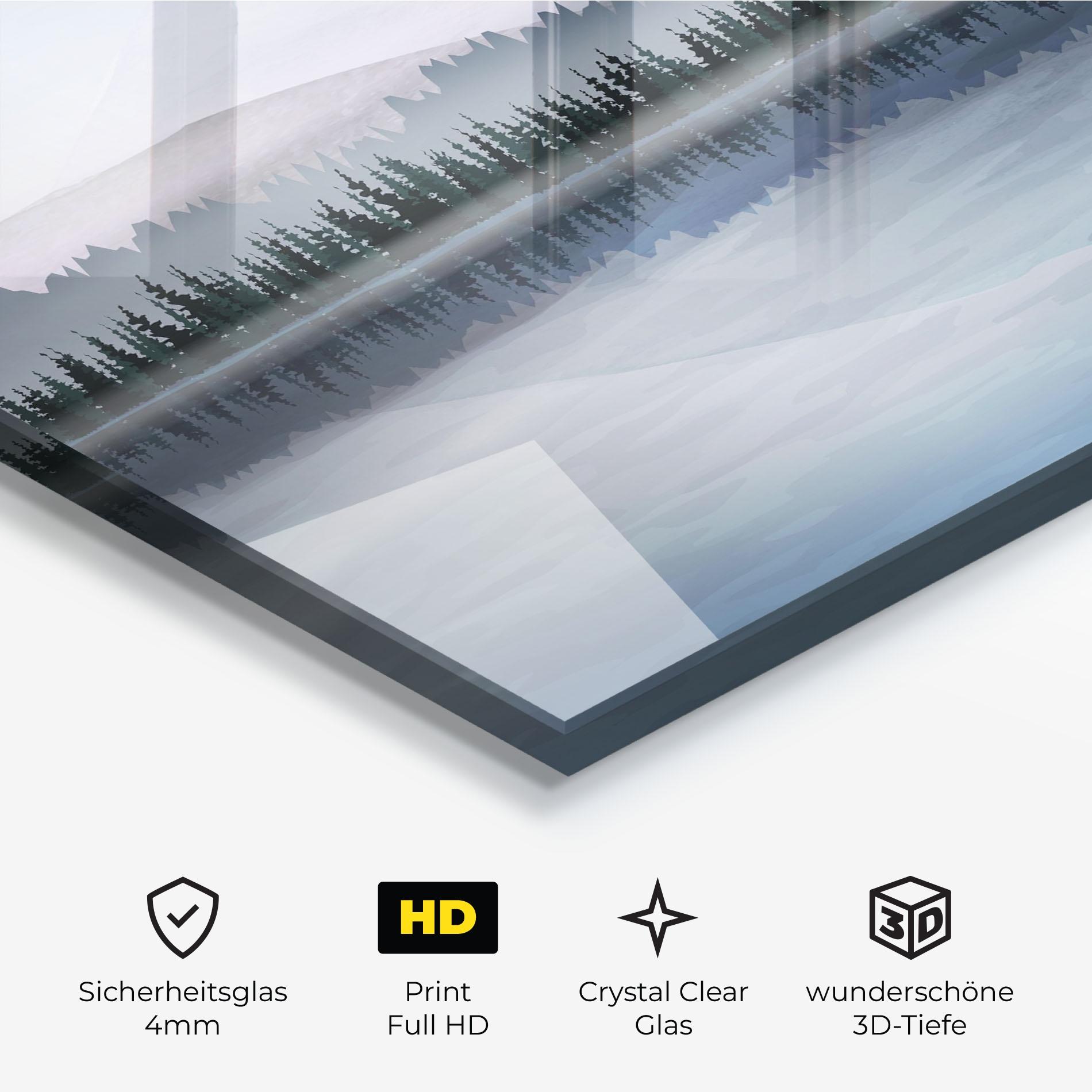 Glasbild Grey Lake Trees mockup 3