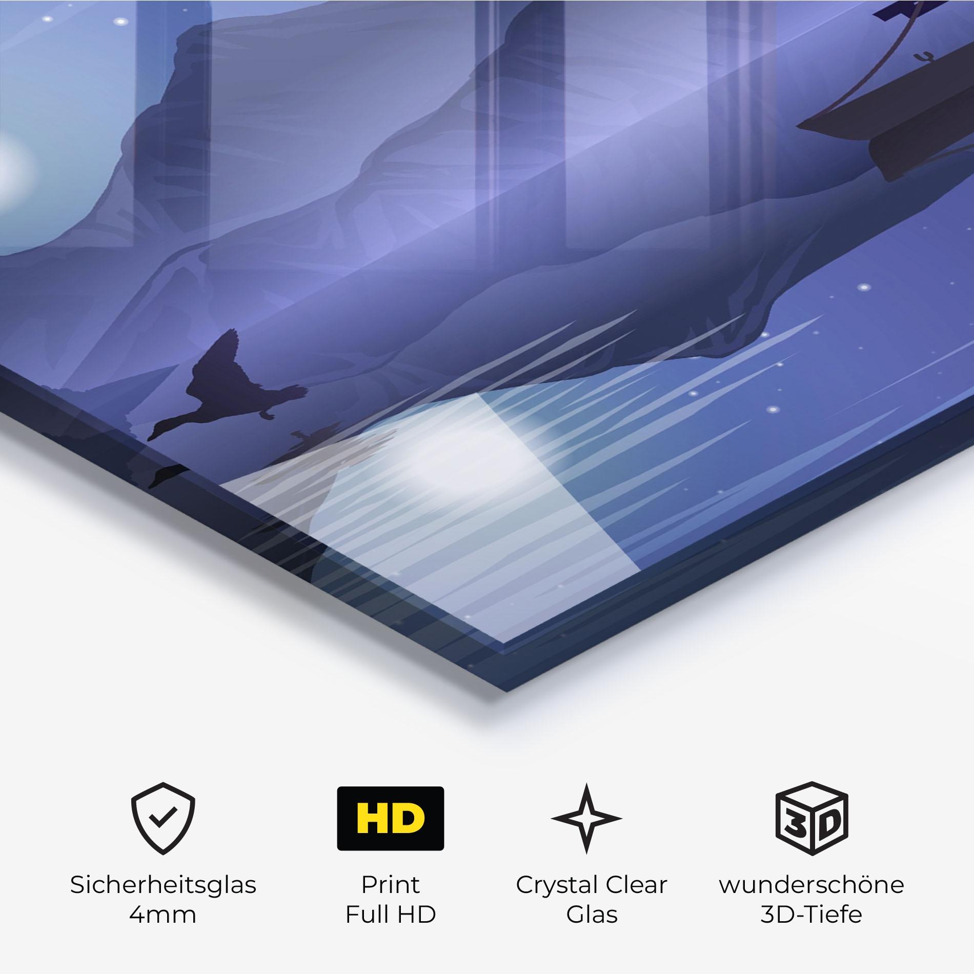 Glasbild Lake Purple Night mockup 3