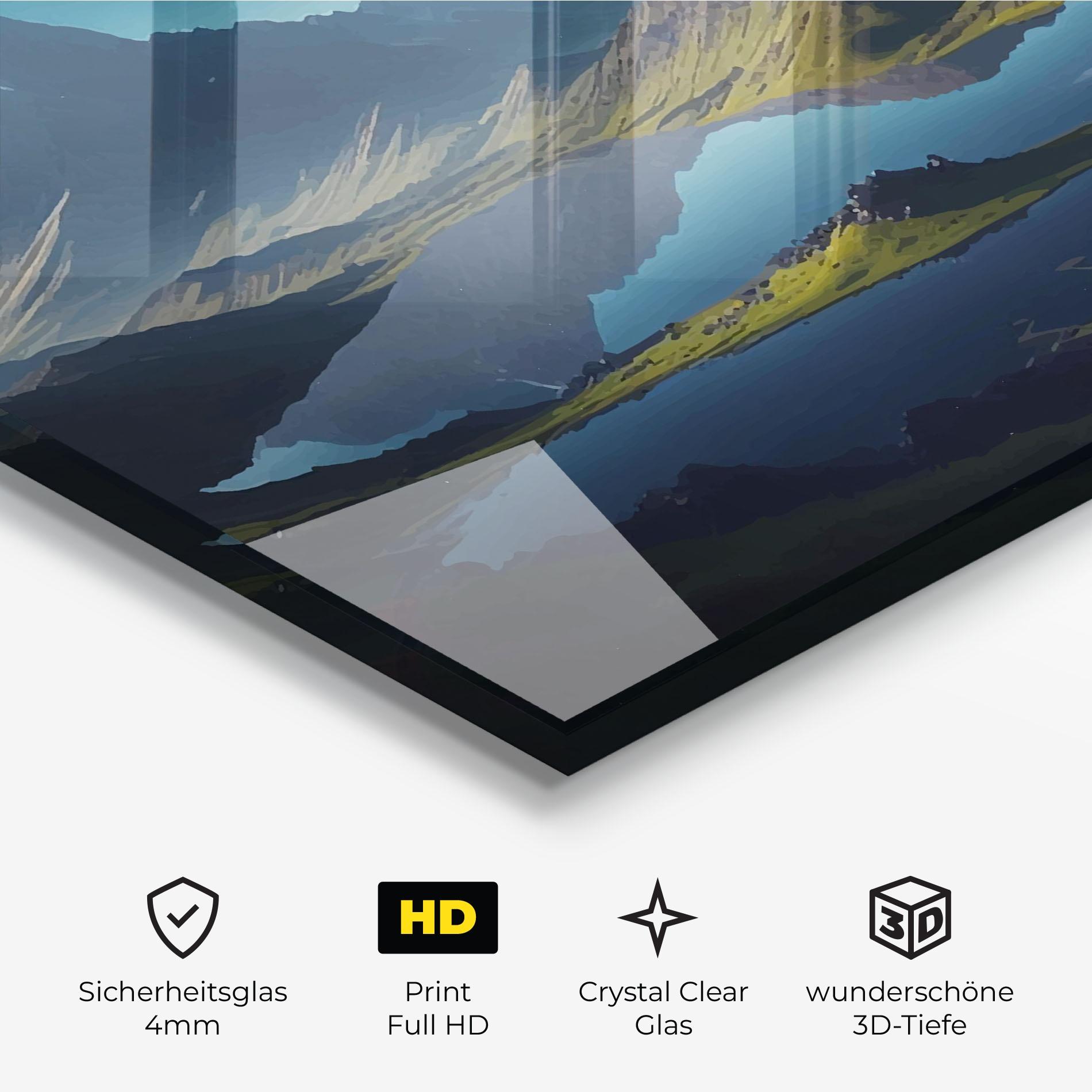 Glasbild Red Flower Lake mockup 3