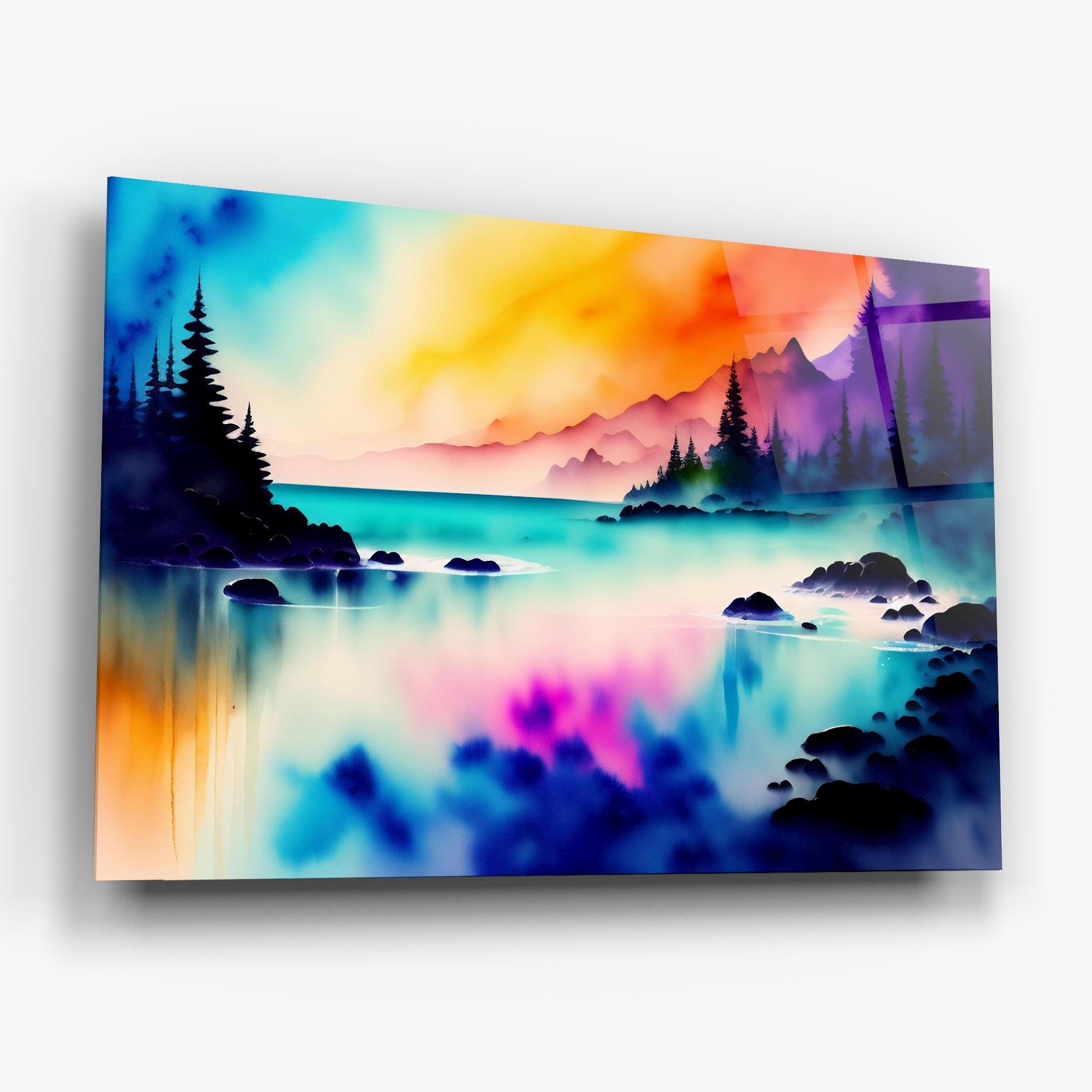 Glasbild Lake Painting mockup 6