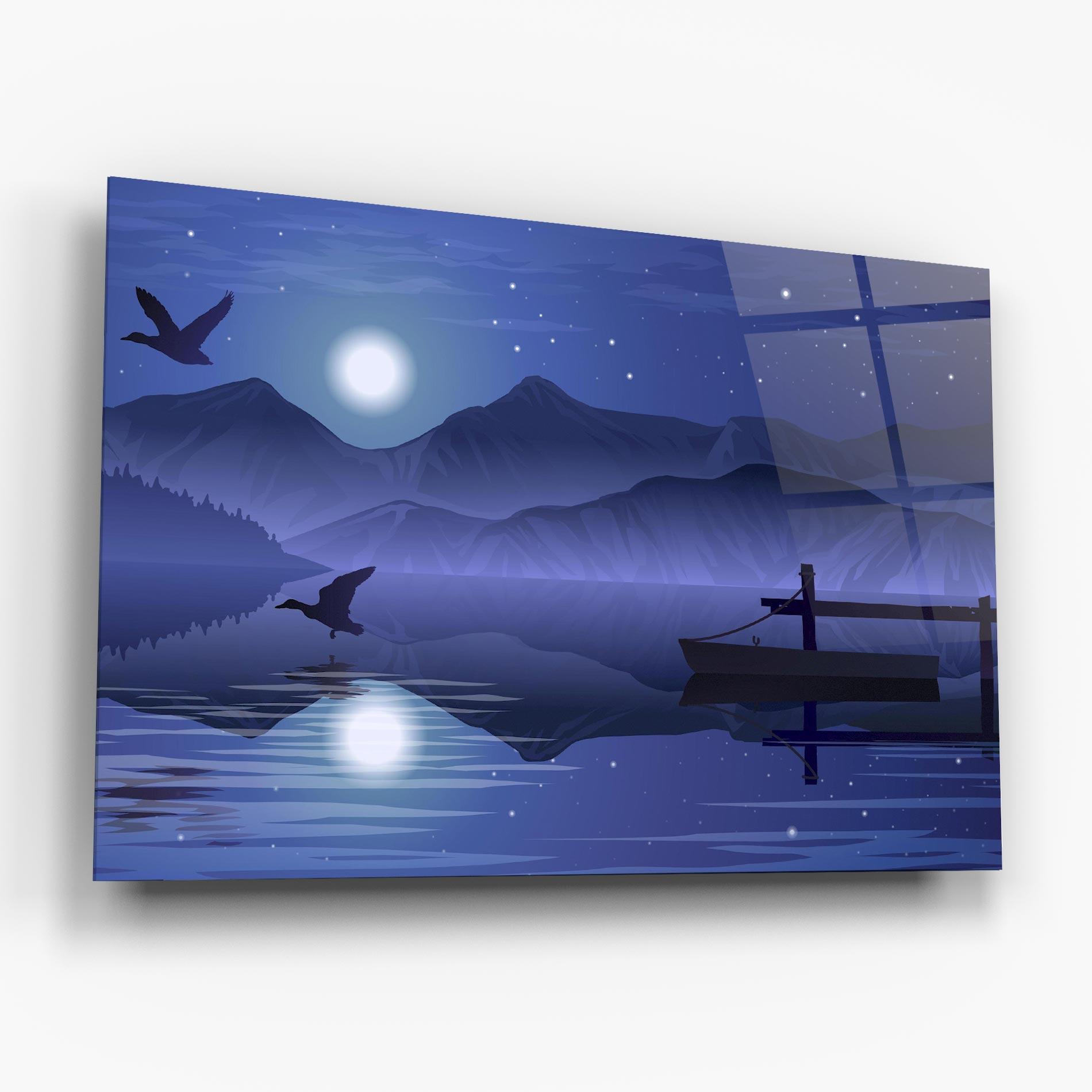 Glasbild Lake Purple Night mockup 6