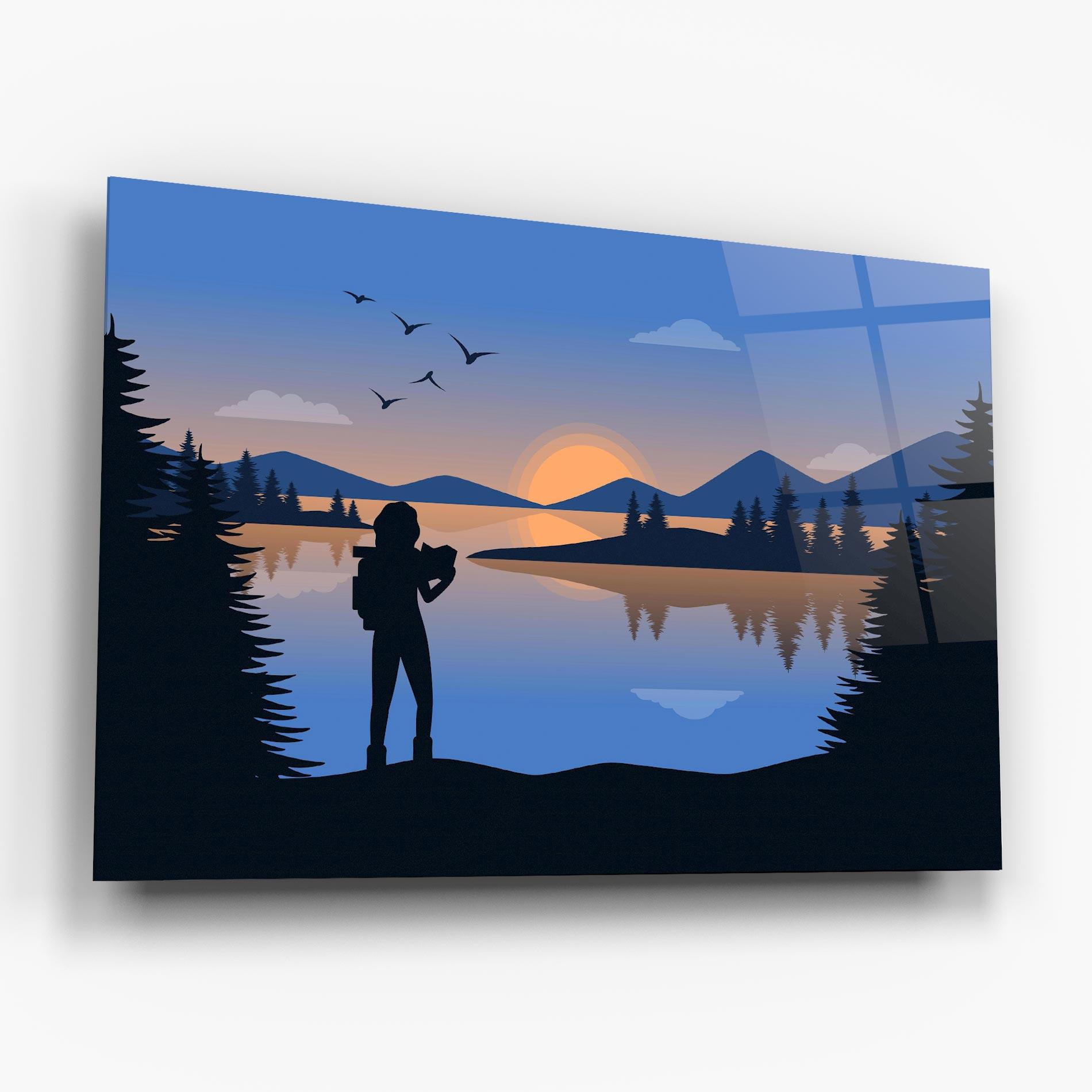 Glasbild Lake Woman View mockup 6