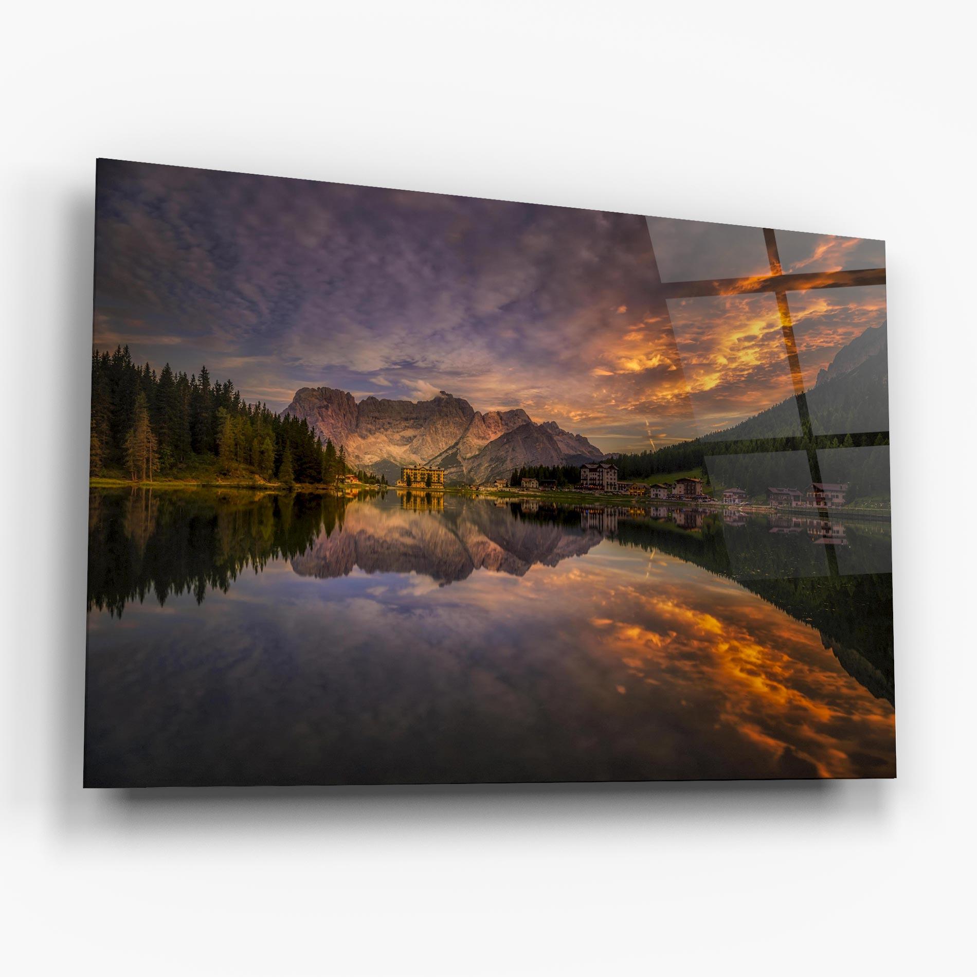 Glasbild Misurina Sunset mockup 6