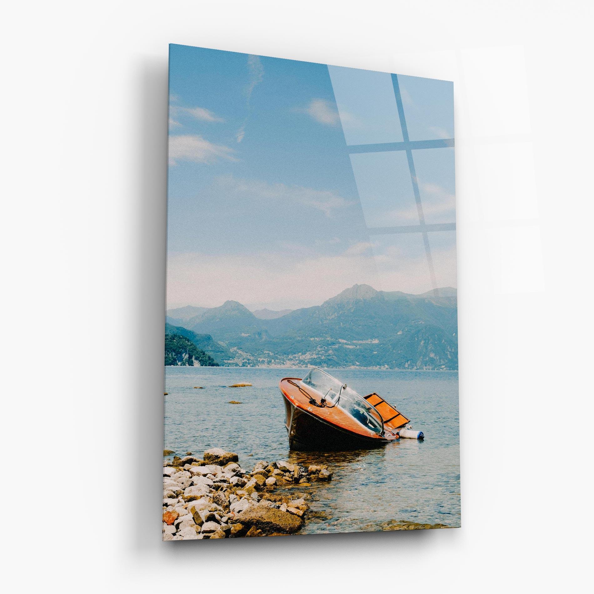 Glasbild Boat On The Lake mockup 6