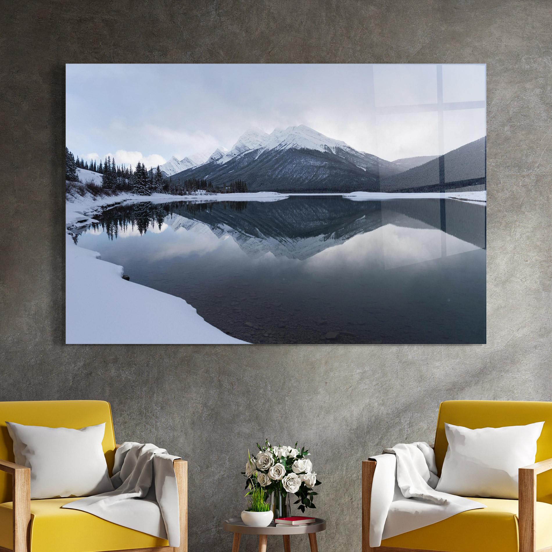 Glasbild Grey Lake mockup 4