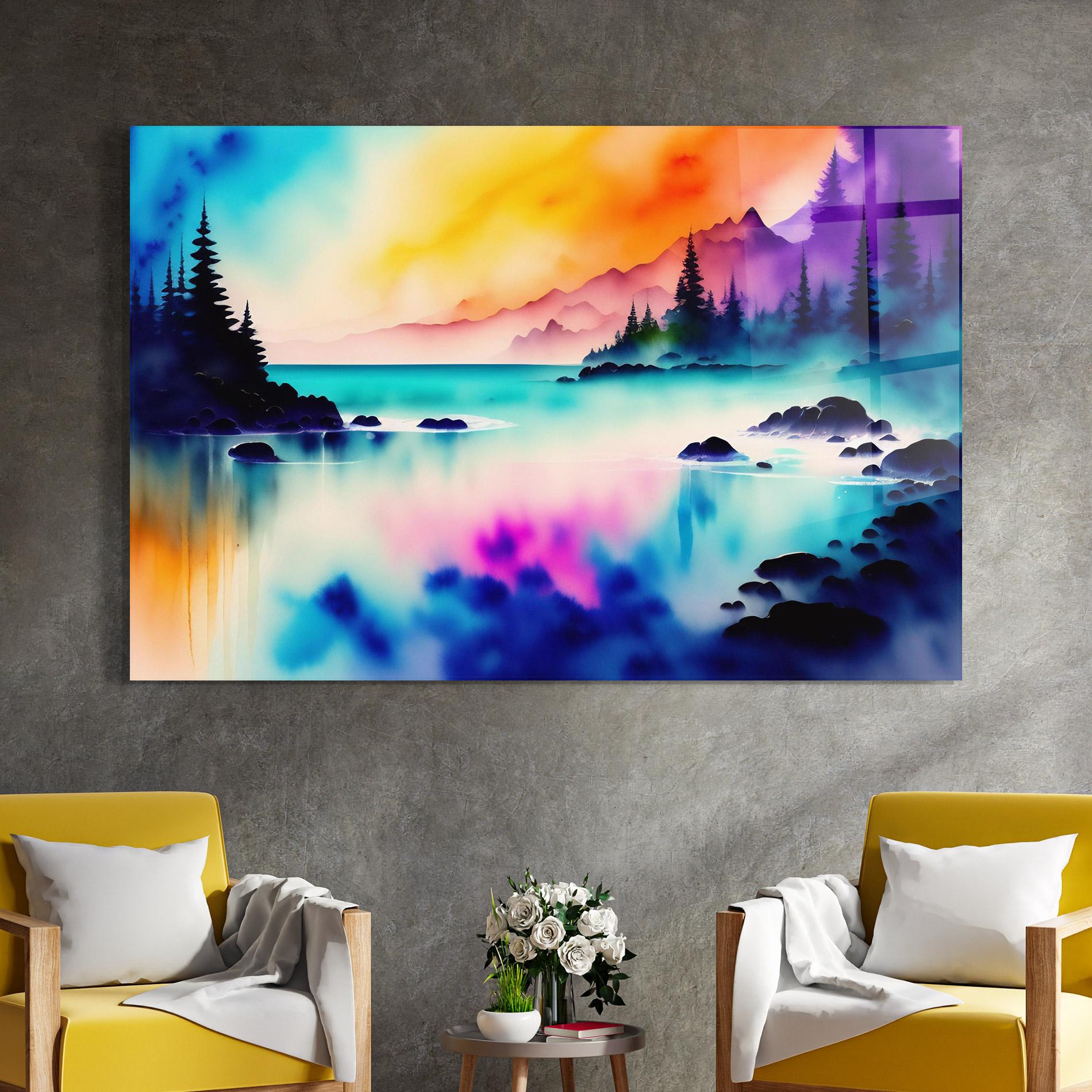 Glasbild Lake Painting mockup 4
