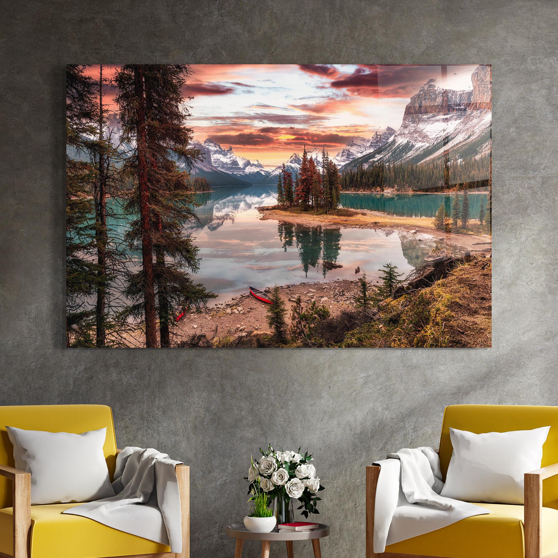 Glasbild Sunset Lake View mockup 4