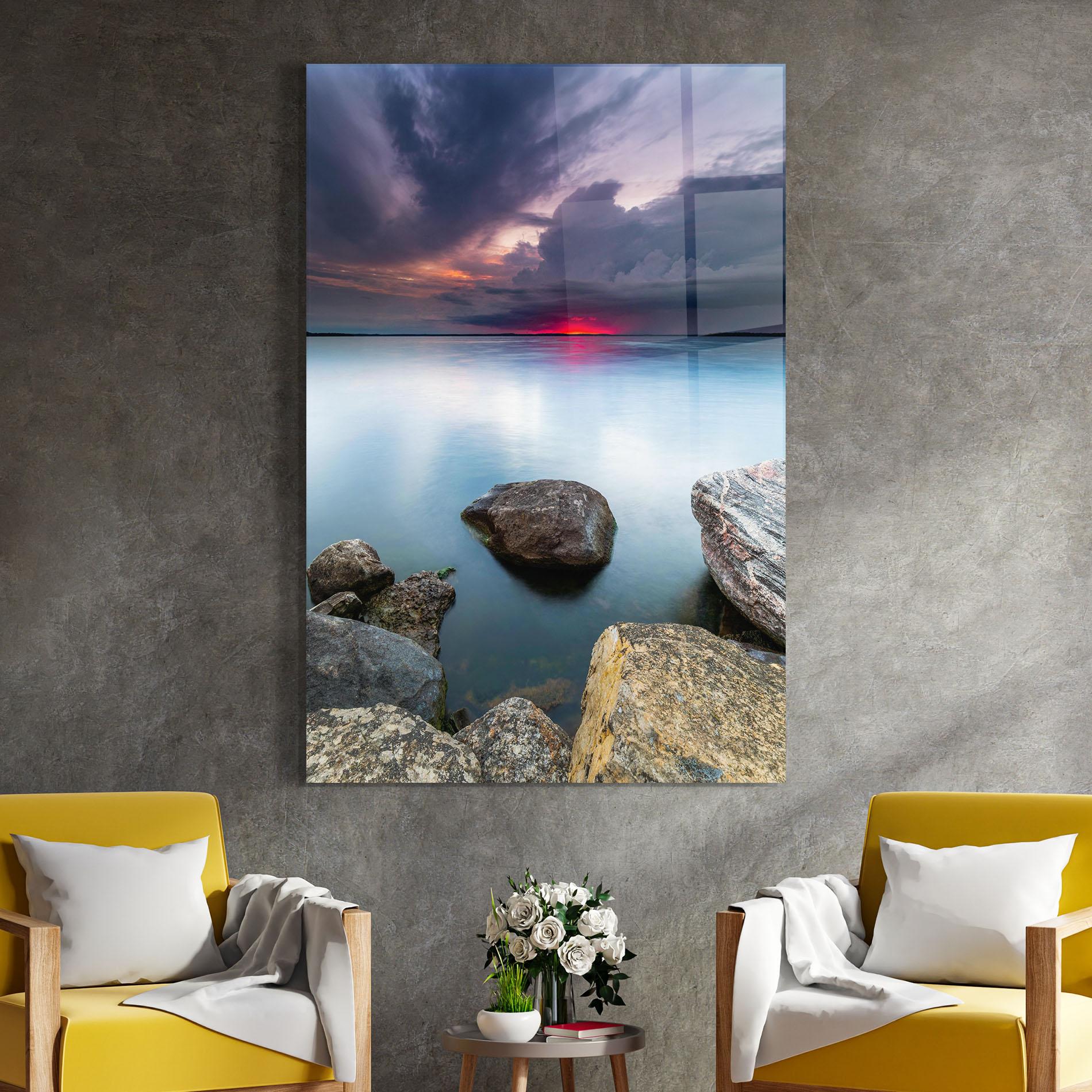 Glasbild Lake Sunset mockup 4