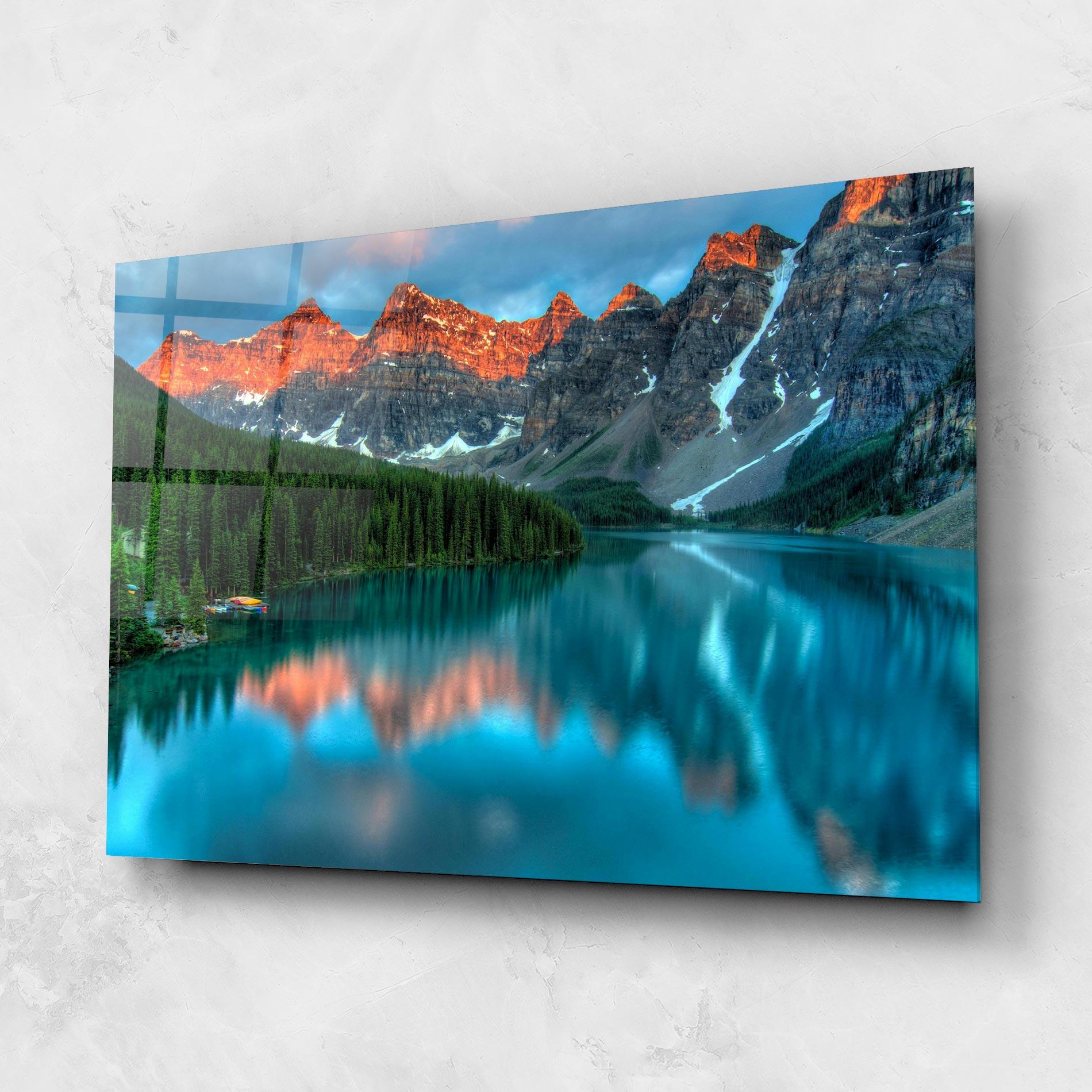 Glasbild Beautiful Blue Lake mockup 1